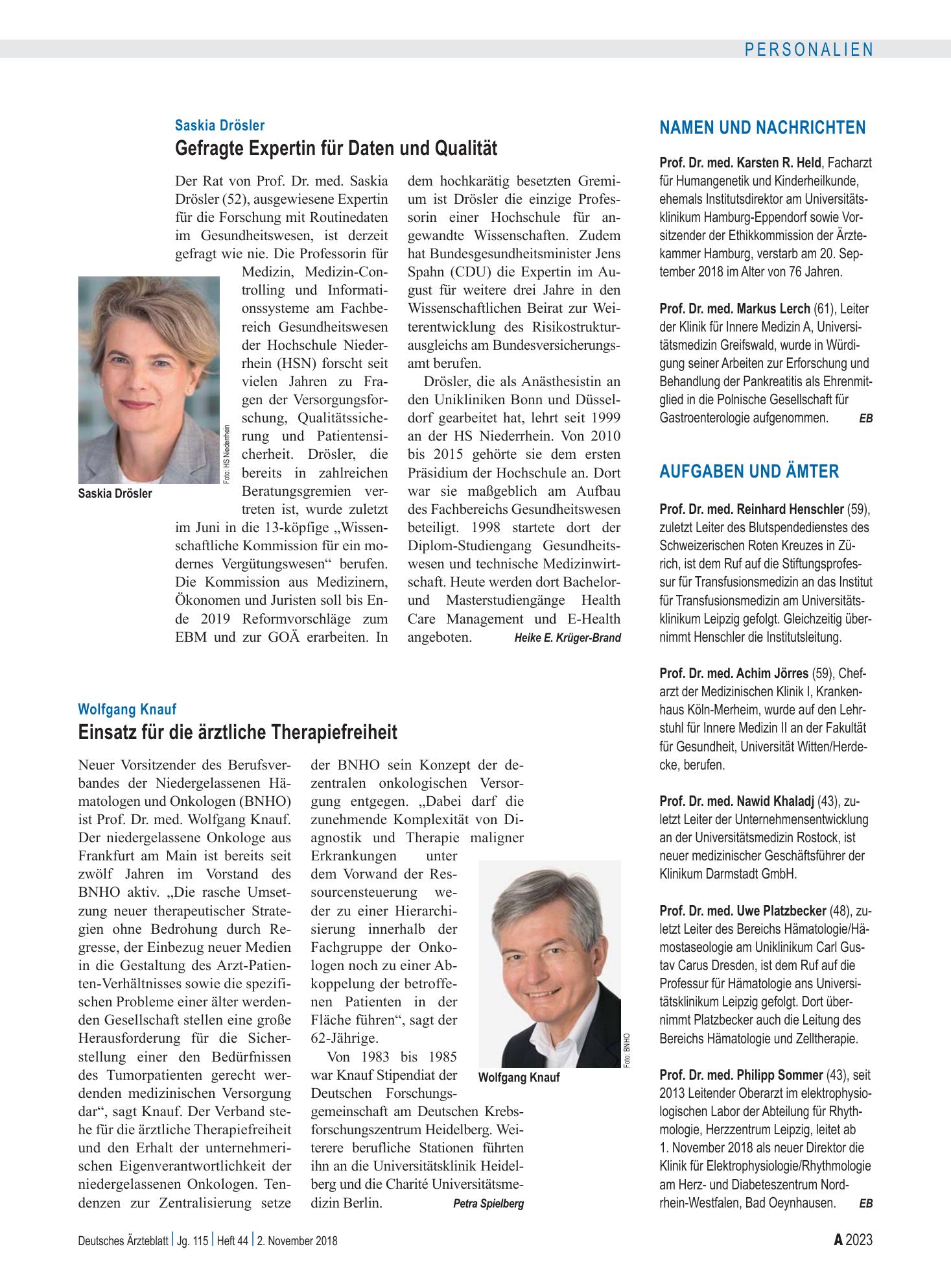Vorschauseite 1: Aufgaben und Ämter – Deutsches Ärzteblatt