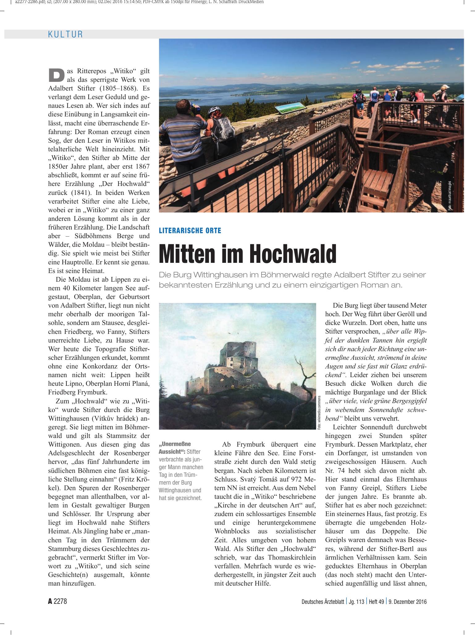 Vorschauseite 1: Literarische Orte: Mitten im Hochwald – Deutsches Ärzteblatt