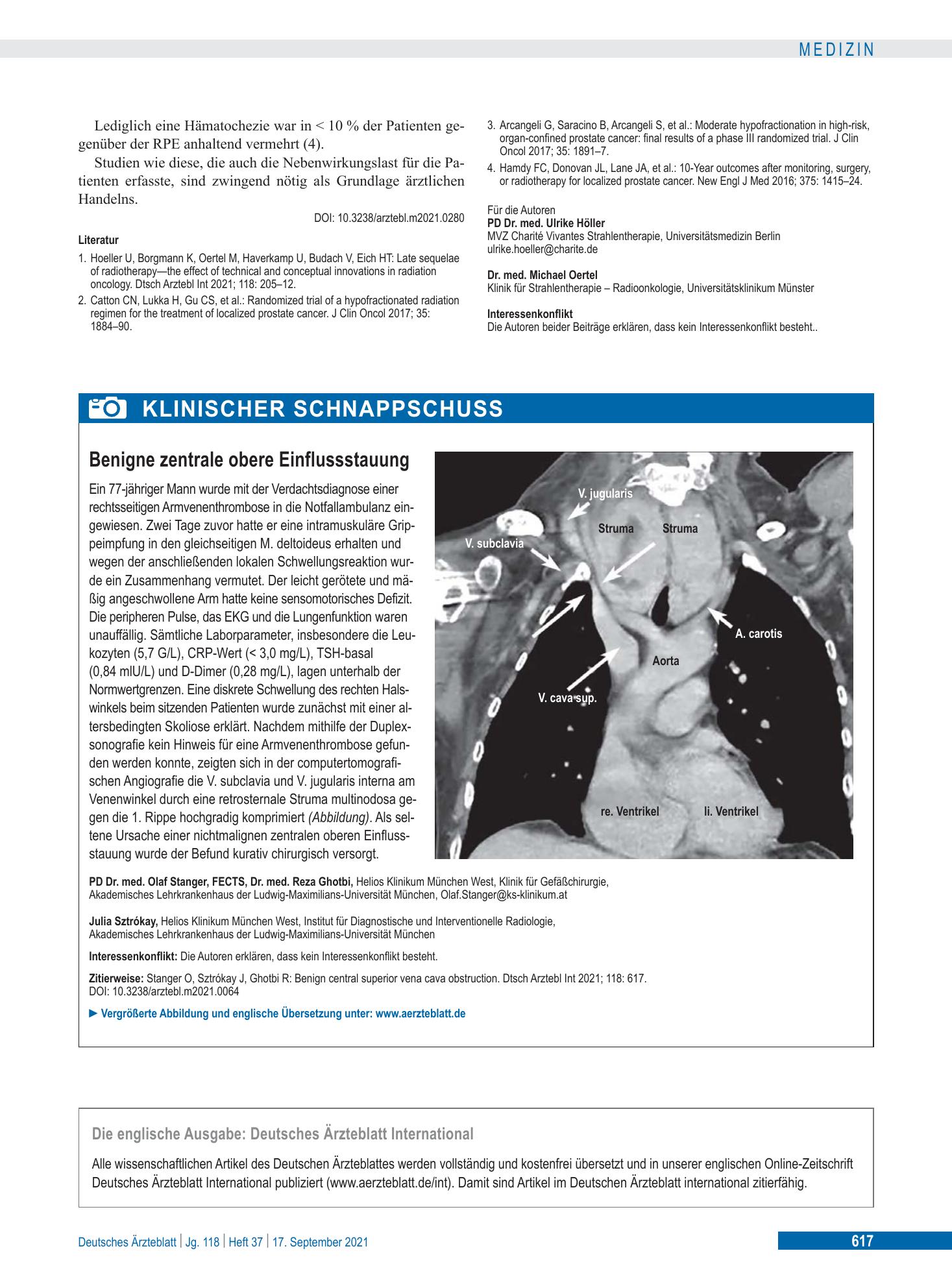 Vorschauseite 1: Benigne zentrale obere Einflussstauung – Deutsches Ärzteblatt