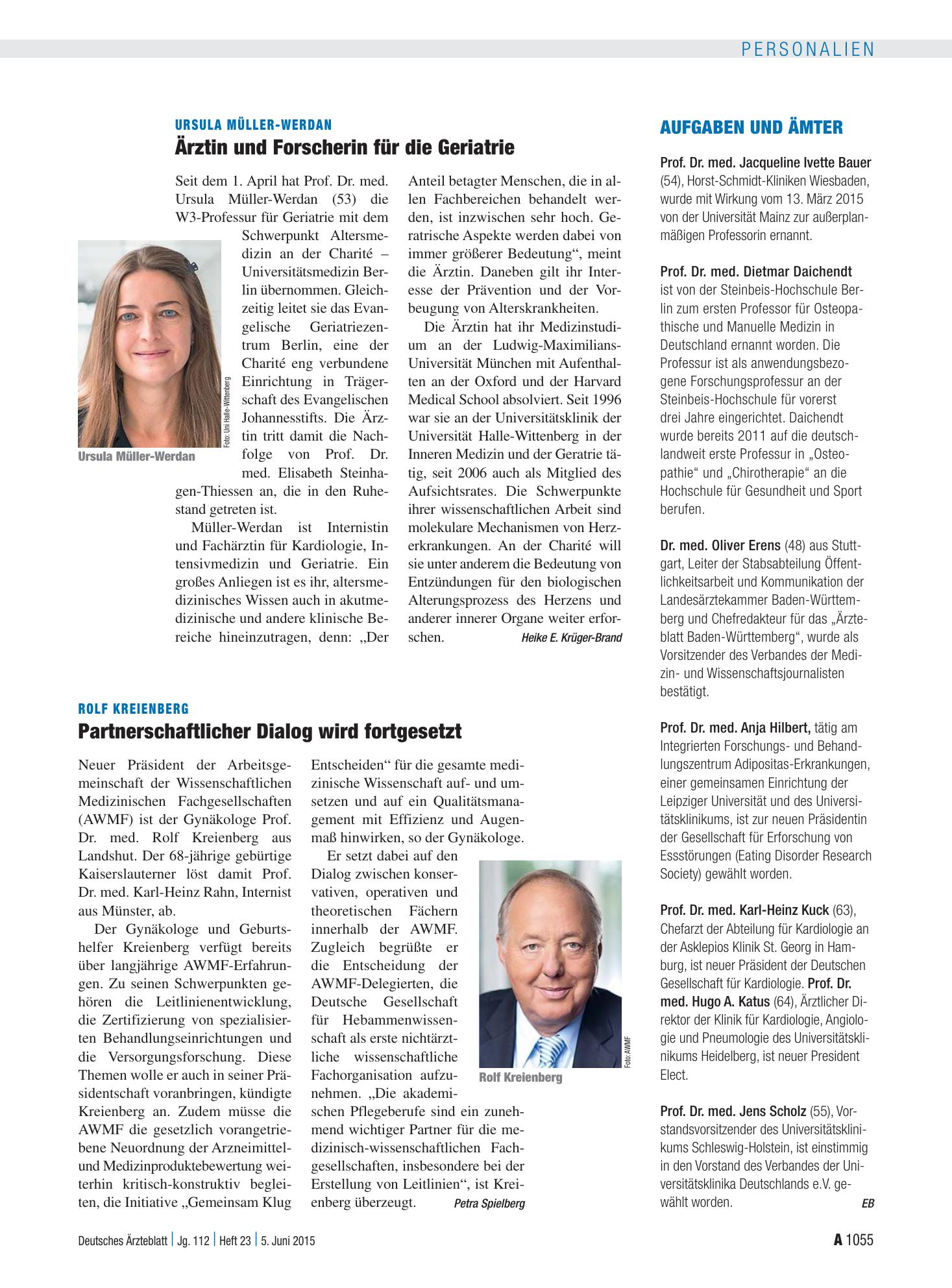 Vorschauseite 1: Aufgaben und Ämter – Deutsches Ärzteblatt