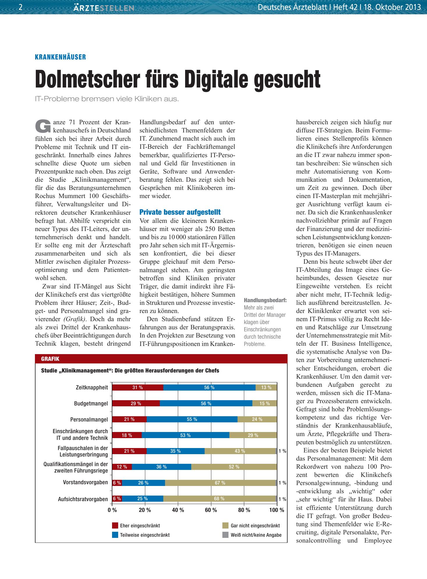 Vorschauseite 1: Krankenhäuser: Dolmetscher fürs Digitale gesucht – Deutsches Ärzteblatt