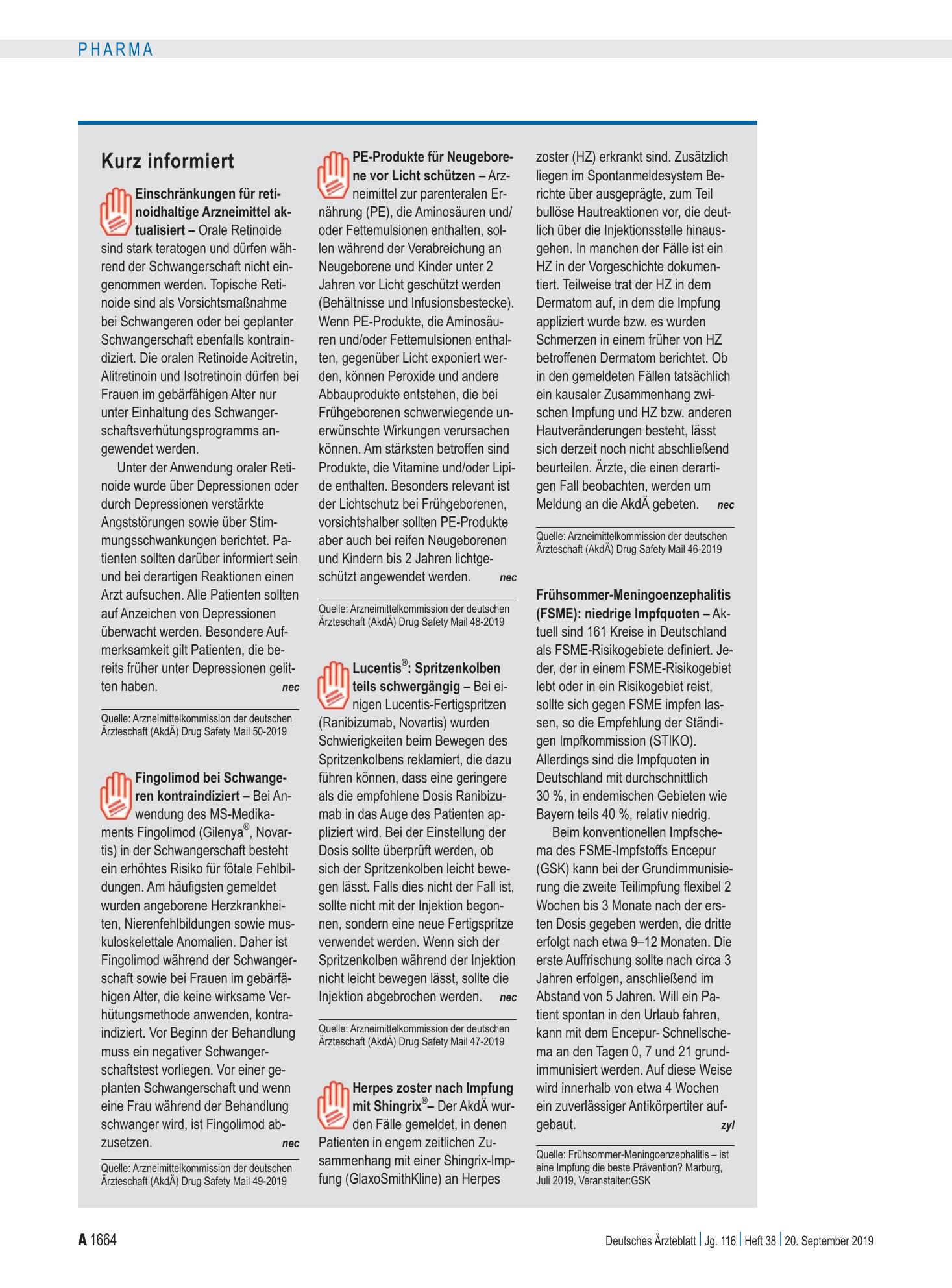 Vorschauseite 1: Kurz informiert – Deutsches Ärzteblatt