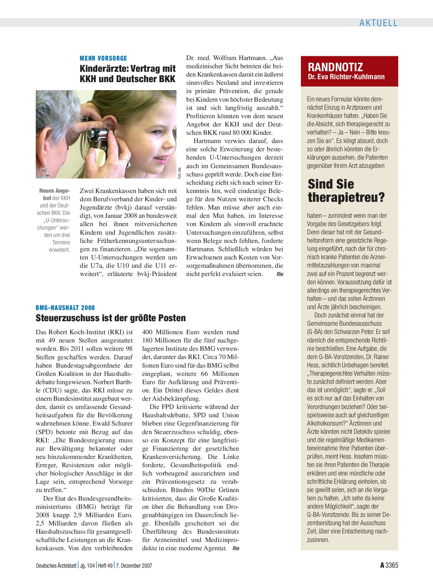 Vorschauseite 1: RANDNOTIZ: Sind Sie therapietreu? – Deutsches Ärzteblatt