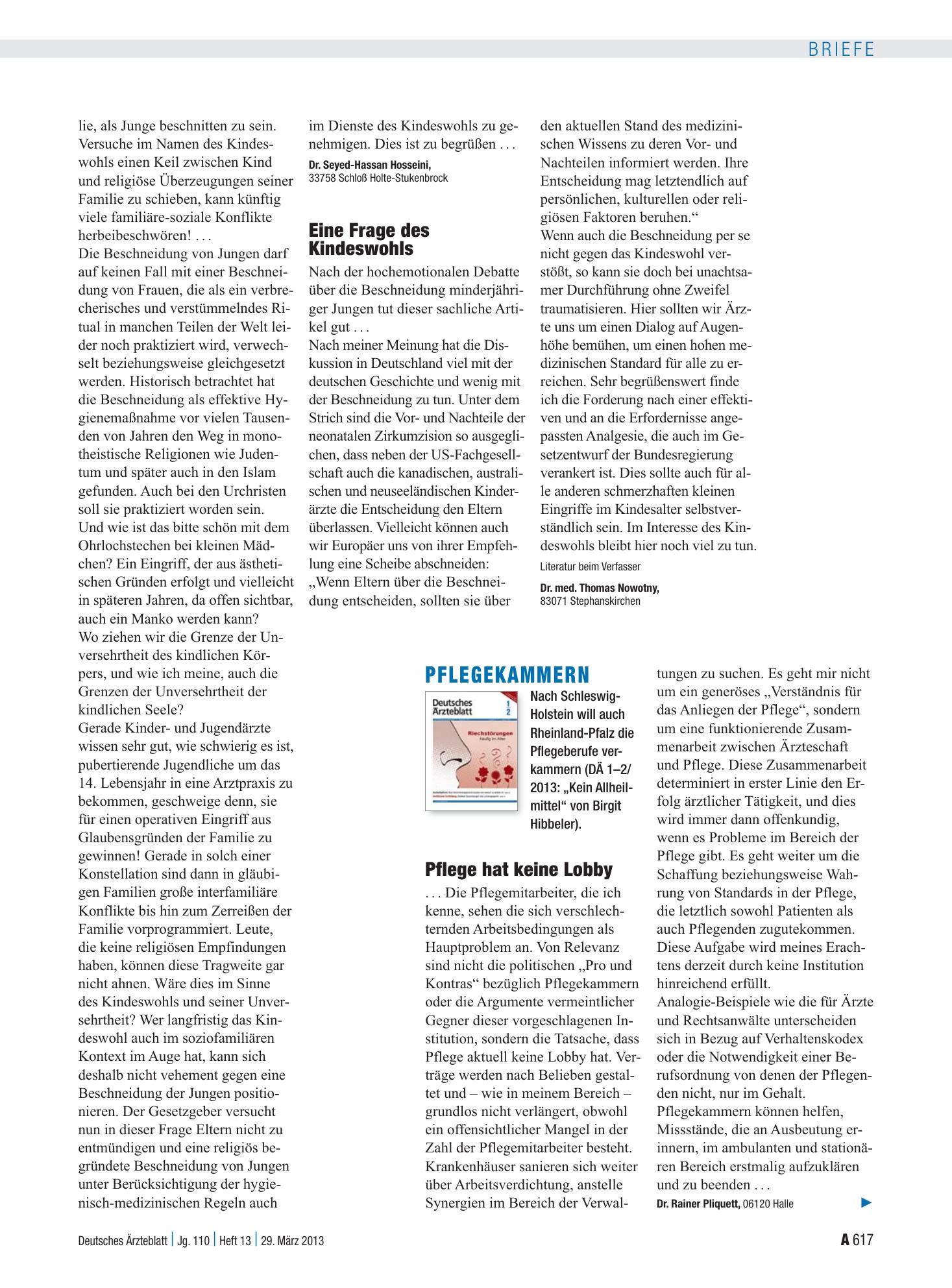 Vorschauseite 1: Pflegekammern: Pflege hat keine Lobby – Deutsches Ärzteblatt