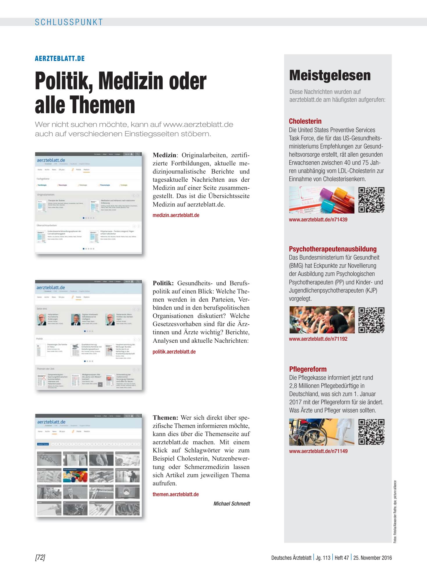 Vorschauseite 1: Meistgelesen – Deutsches Ärzteblatt