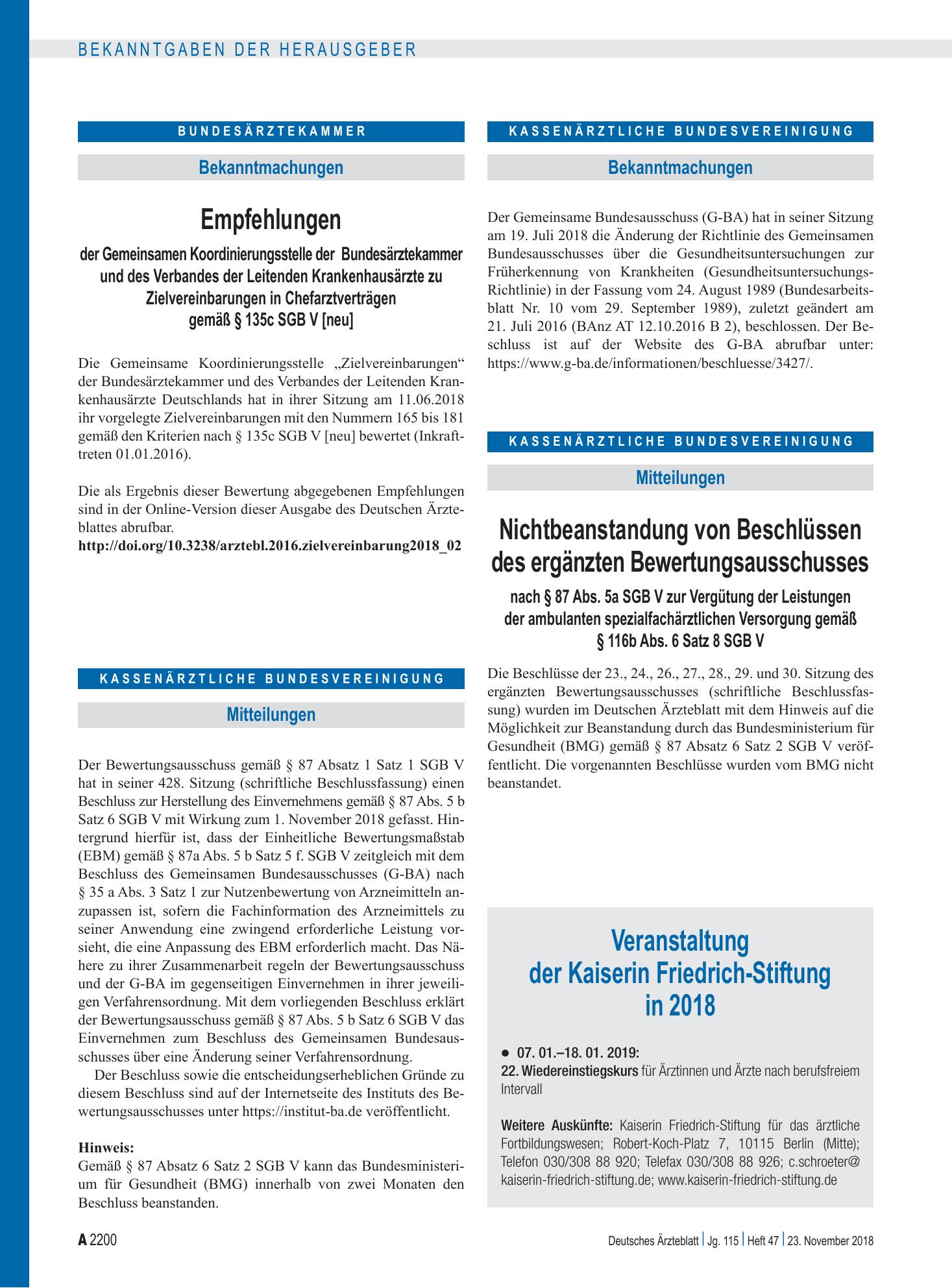 Vorschauseite 1: Mitteilungen – Deutsches Ärzteblatt