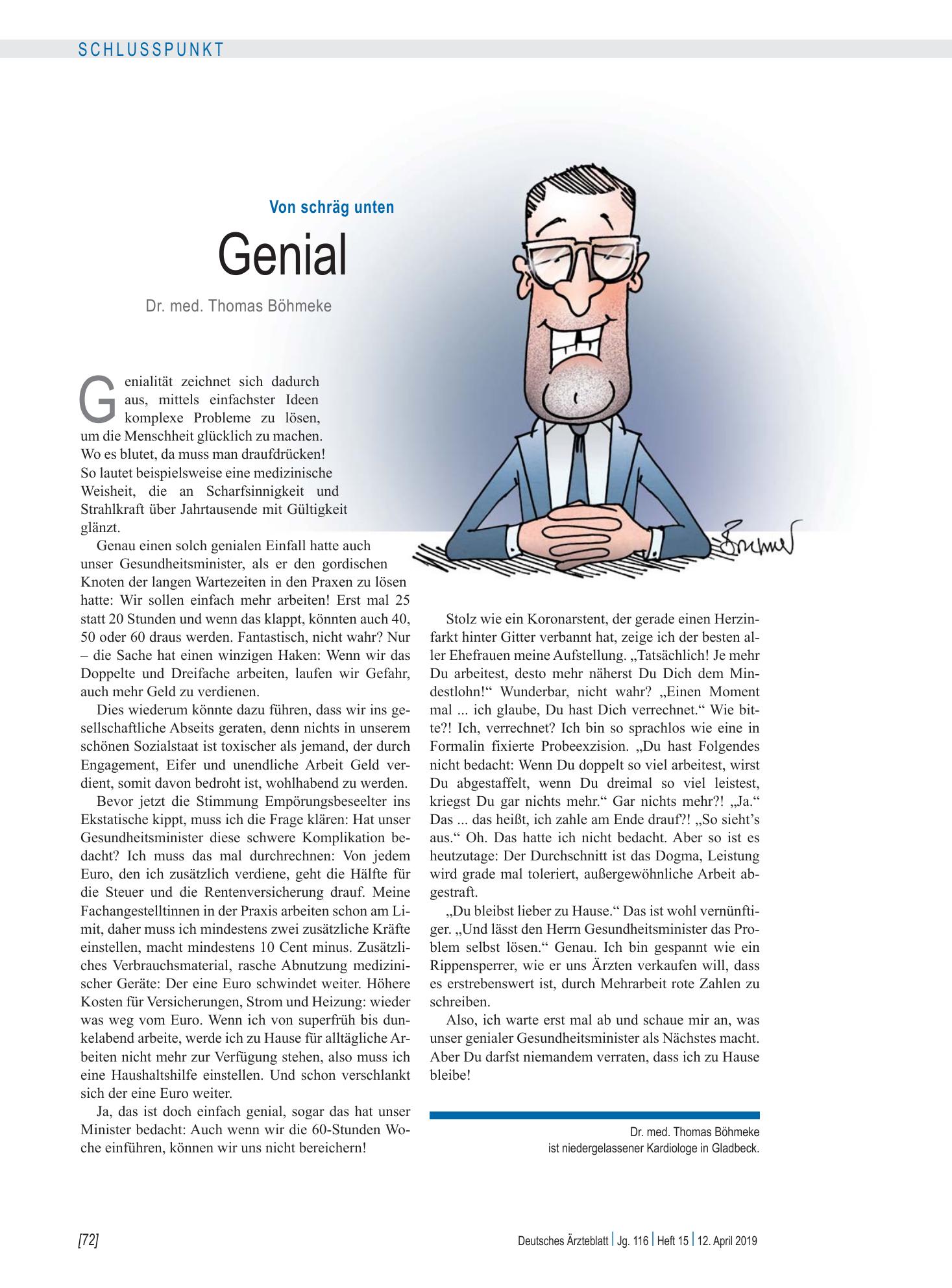 Vorschauseite 1: Von schräg unten: Genial – Deutsches Ärzteblatt