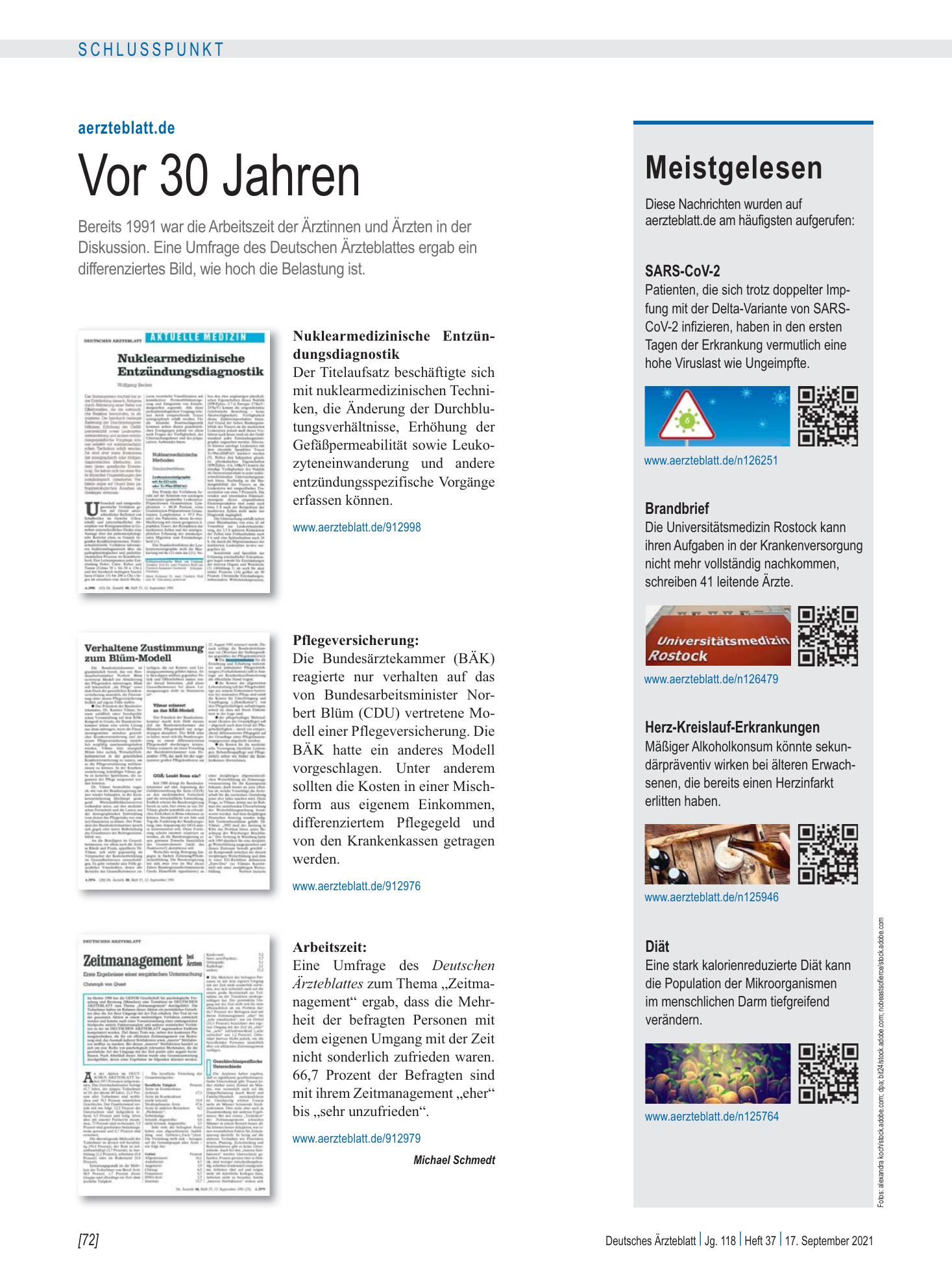 Vorschauseite 1: Meistgelesen – Deutsches Ärzteblatt