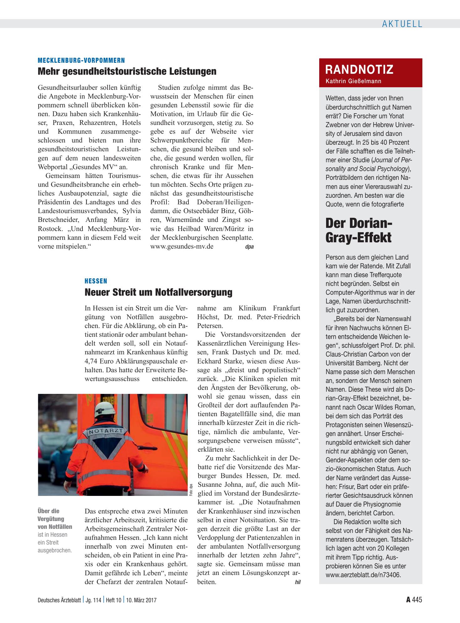 Vorschauseite 1: Randnotiz: Der Dorian-Gray-Effekt – Deutsches Ärzteblatt