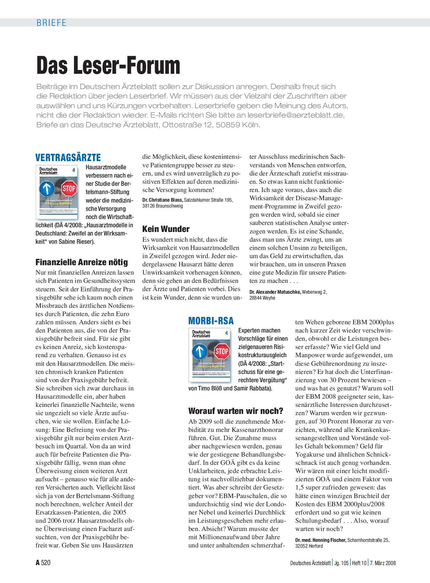 Vorschauseite 1: Vertragsärzte: Finanzielle Anreize nötig – Deutsches Ärzteblatt