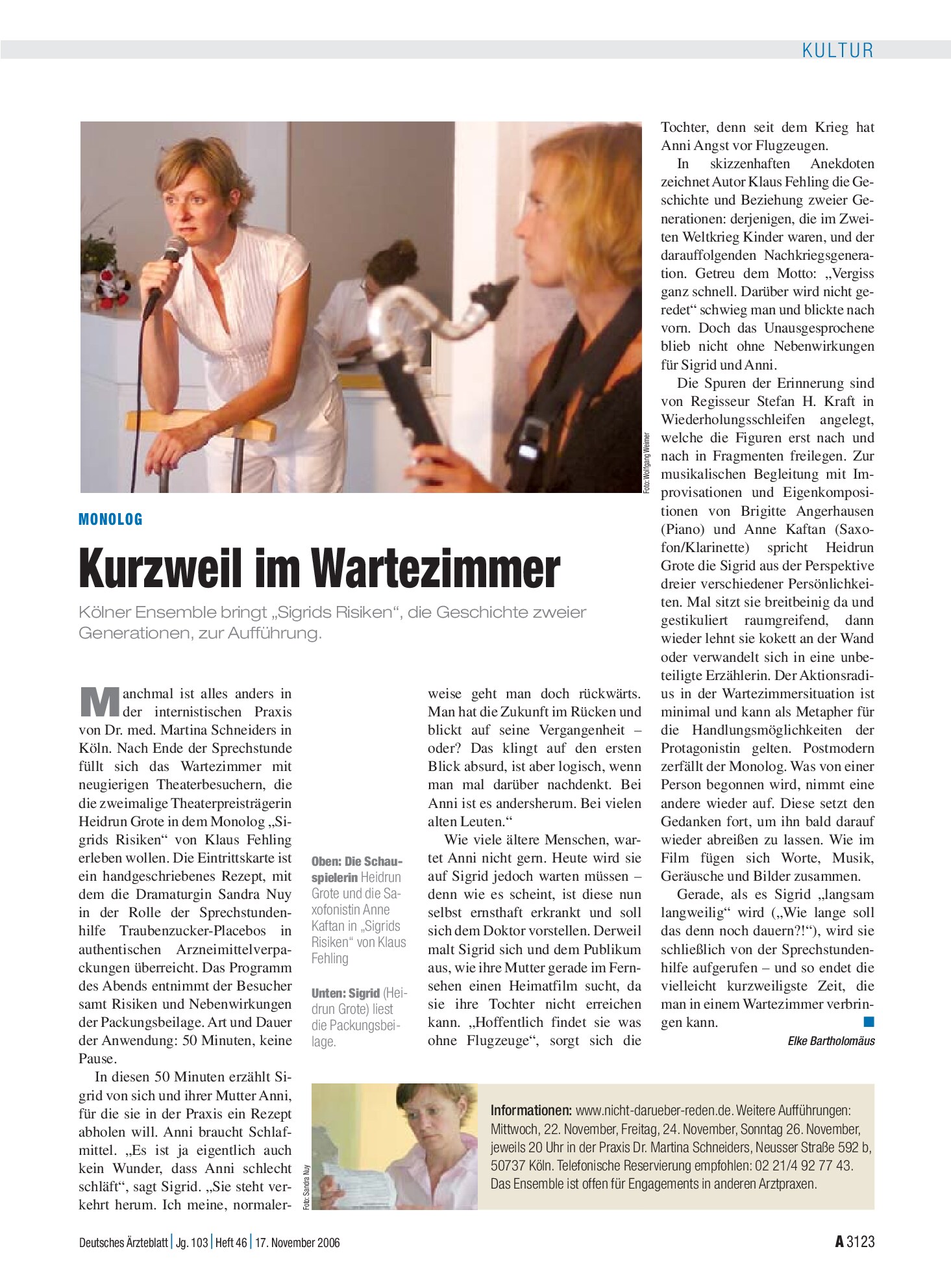 Vorschauseite 1: Monolog: Kurzweil im Wartezimmer – Deutsches Ärzteblatt