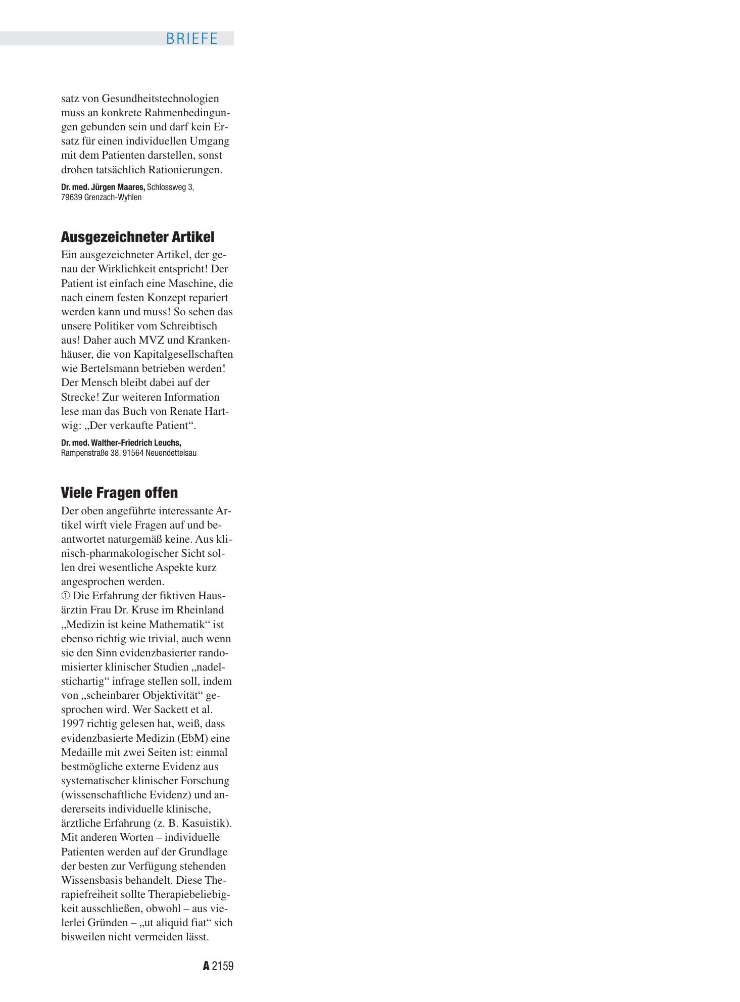 Vorschauseite 1: Arzt – Patient: Viele Fragen offen – Deutsches Ärzteblatt
