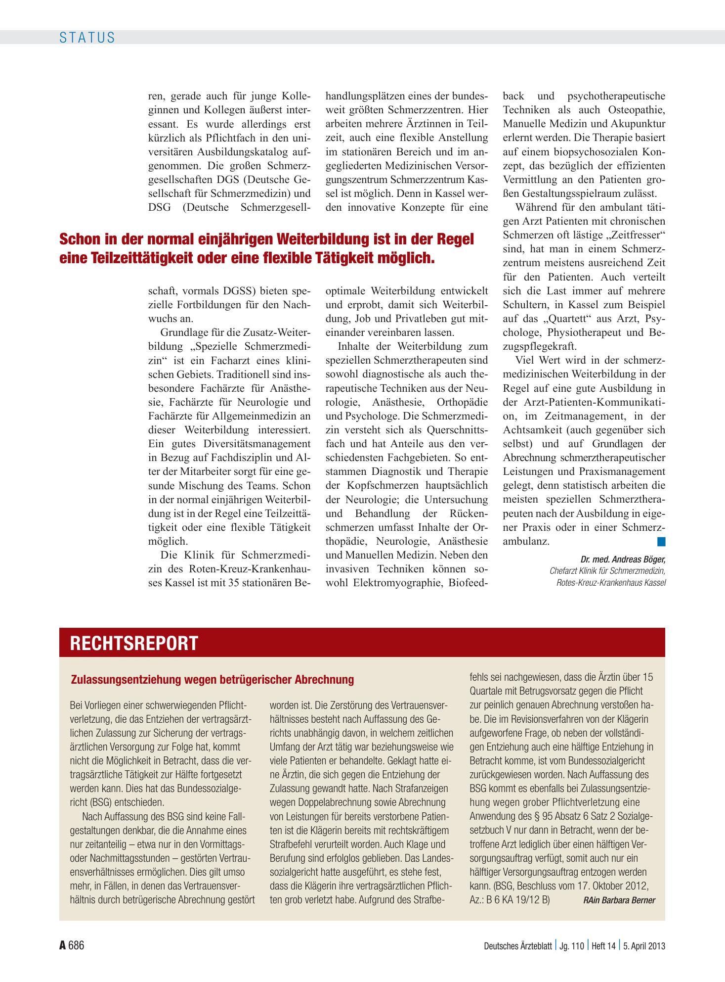 Vorschauseite 1: Zulassungsentziehung wegen betrügerischer Abrechnung – Deutsches Ärzteblatt