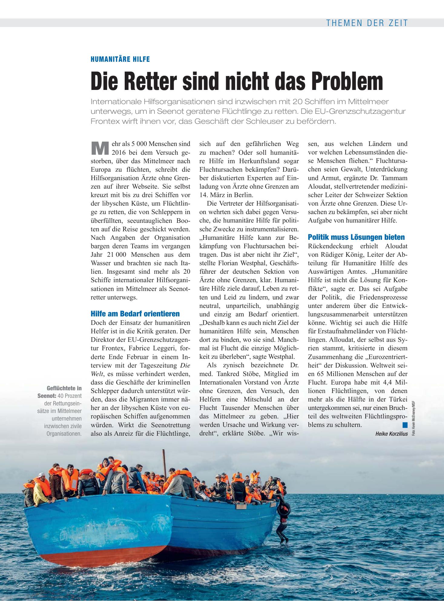 Vorschauseite 1: Humanitäre Hilfe: Die Retter sind nicht das Problem – Deutsches Ärzteblatt