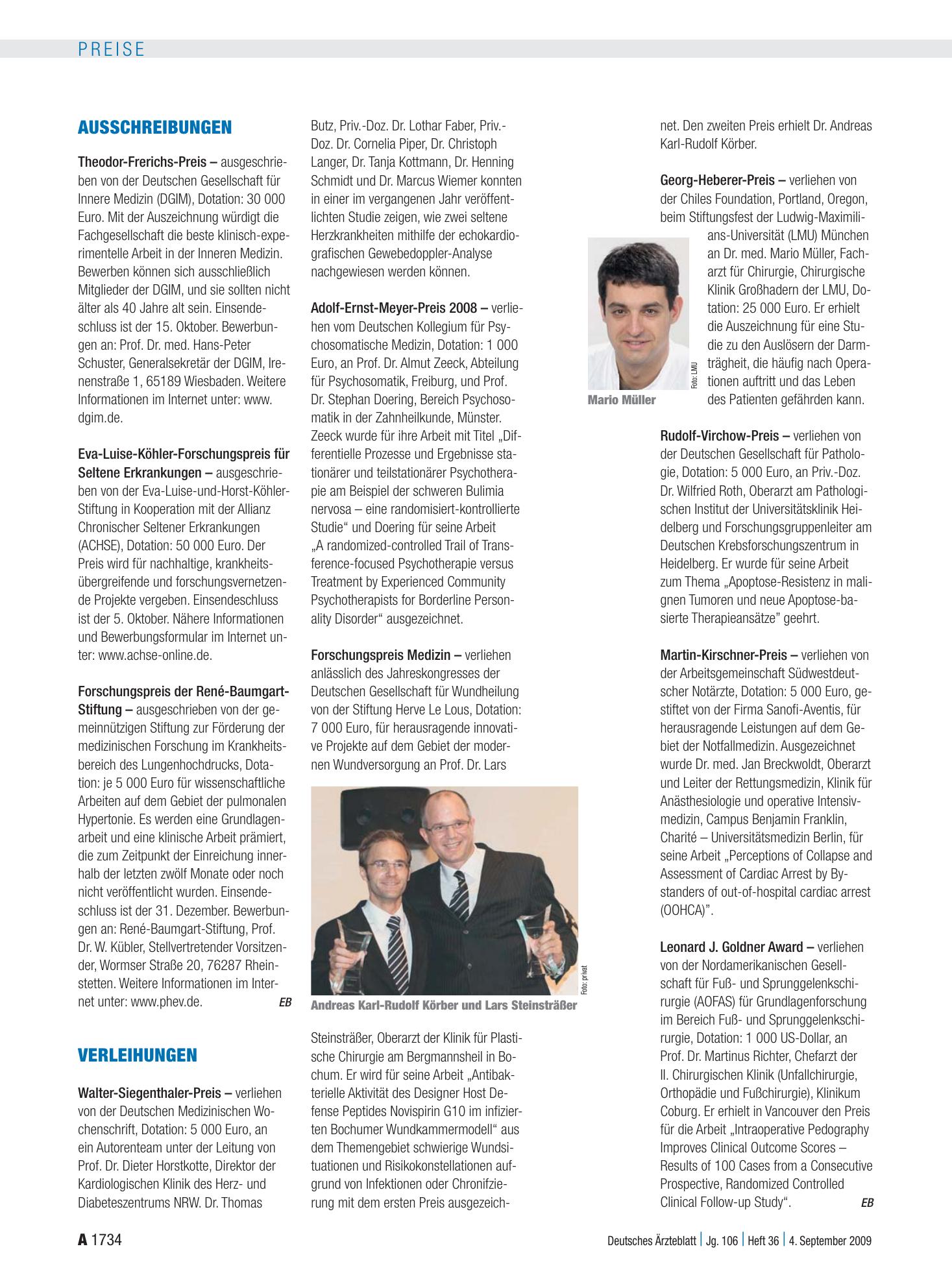 Vorschauseite 1: Ausschreibungen – Deutsches Ärzteblatt