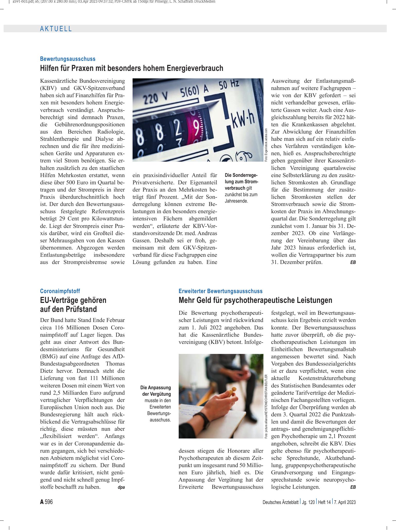 Vorschauseite 1: Coronaimpfstoff: EU-Verträge gehören auf den Prüfstand – Deutsches Ärzteblatt
