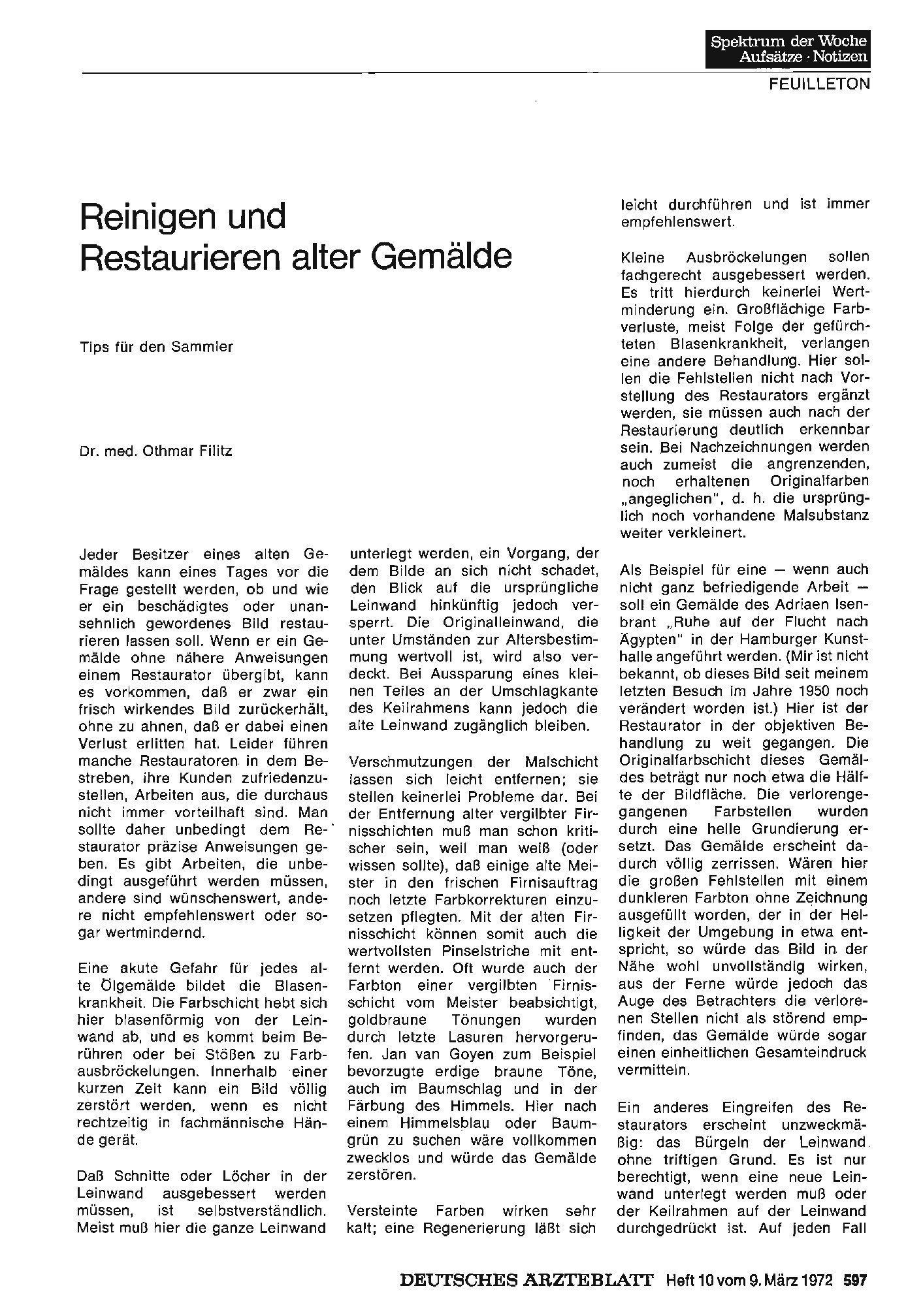 Vorschauseite 1: Reinigen und Restaurieren alter Gemälde