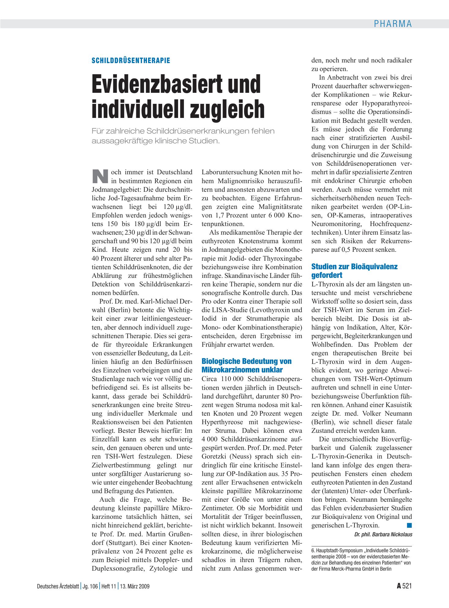 Vorschauseite 1: Schilddrüsentherapie: Evidenzbasiert und individuell zugleich – Deutsches Ärzteblatt