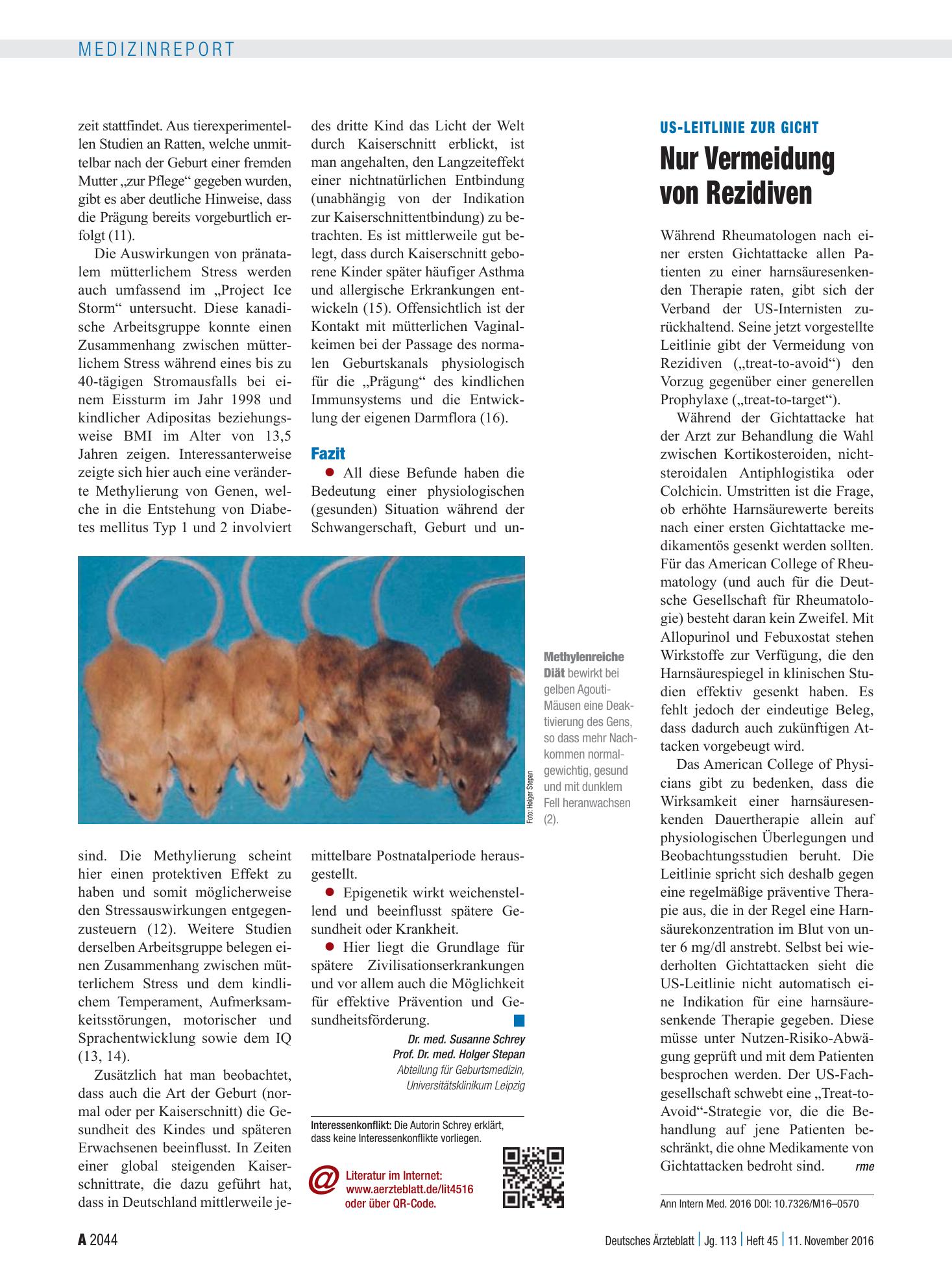 Vorschauseite 1: US-Leitlinie zur Gicht: Nur Vermeidung von Rezidiven – Deutsches Ärzteblatt