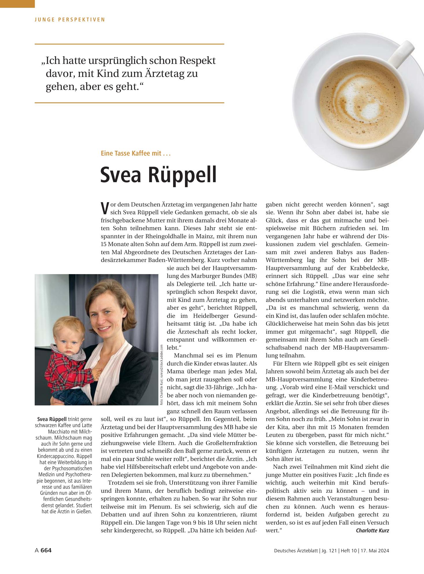 Vorschauseite 1: Eine Tasse Kaffee mit ... Svea Rüppell – Deutsches Ärzteblatt