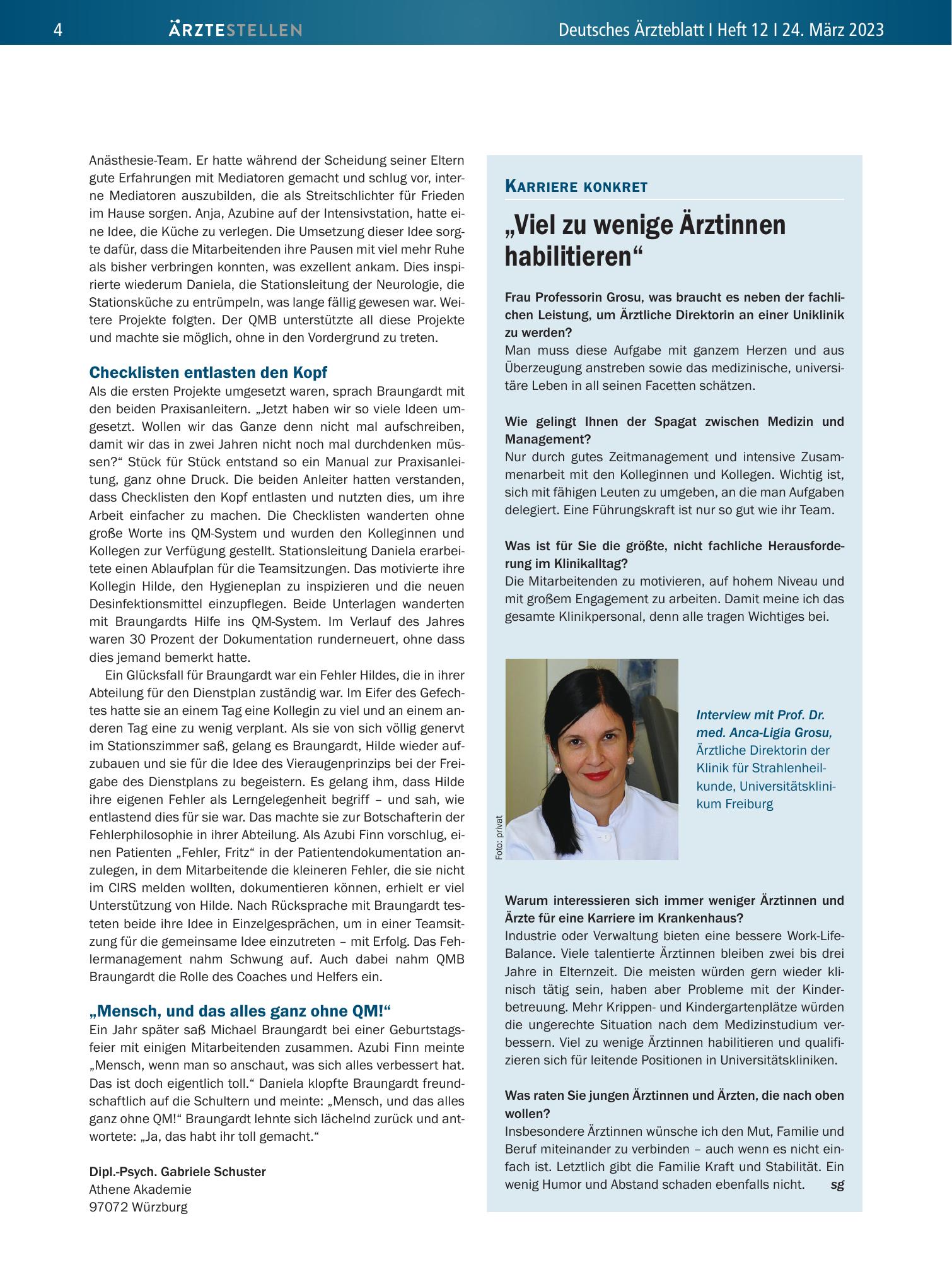 Vorschauseite 1: „Viel zu wenige Ärztinnen habilitieren“ – Deutsches Ärzteblatt