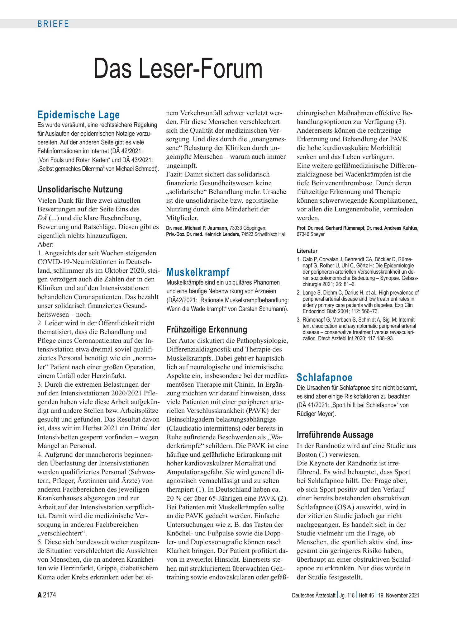 Vorschauseite 1: Schlafapnoe: Irreführende Aussage – Deutsches Ärzteblatt