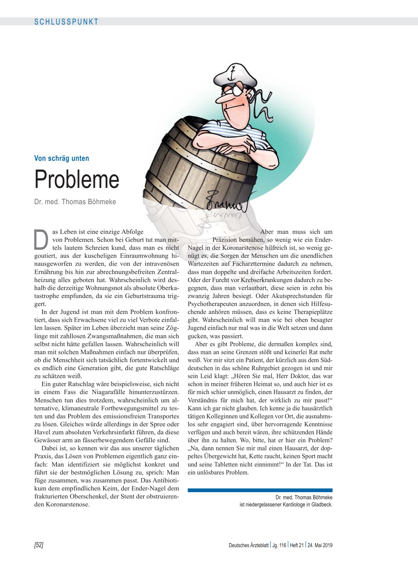 Vorschauseite 1: Von schräg unten: Probleme – Deutsches Ärzteblatt