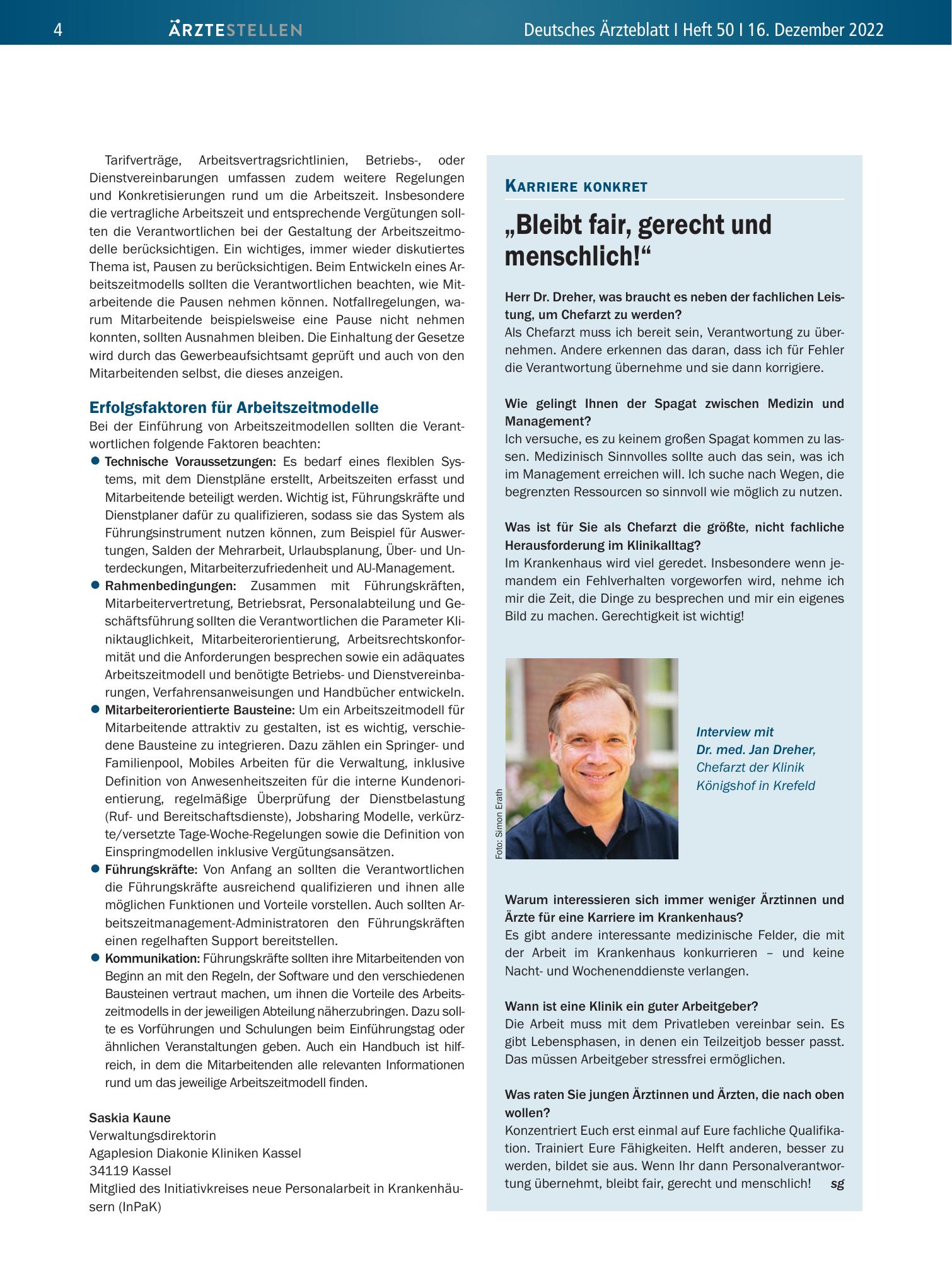 Vorschauseite 1: Karriere konkret: „Bleibt fair, gerecht und menschlich!“ – Deutsches Ärzteblatt