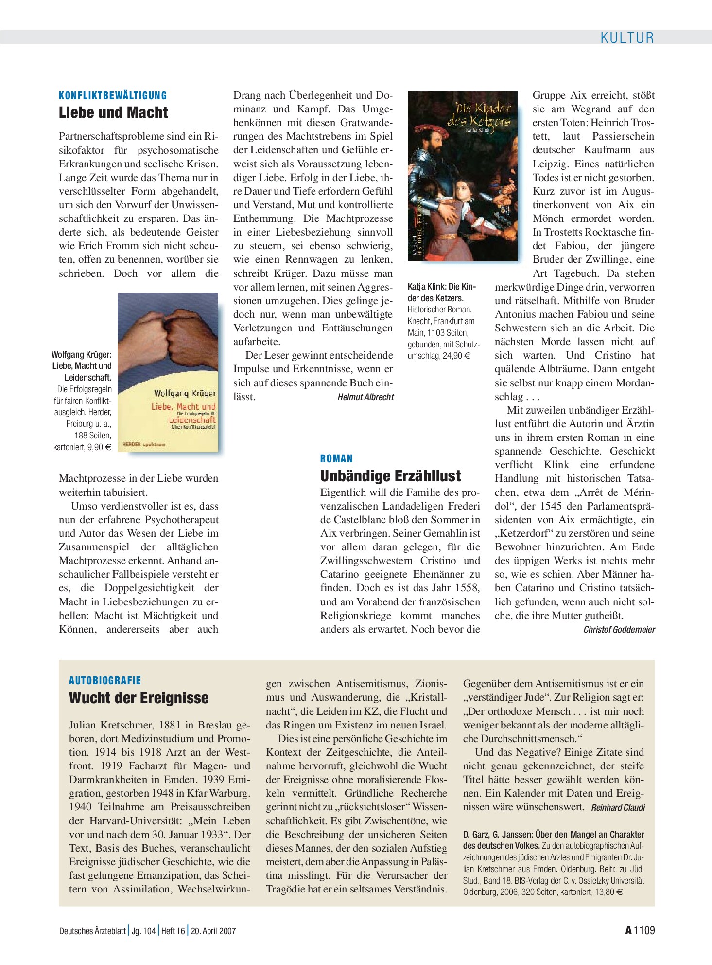 Vorschauseite 1: Autobiografie: Wucht der Ereignisse – Deutsches Ärzteblatt