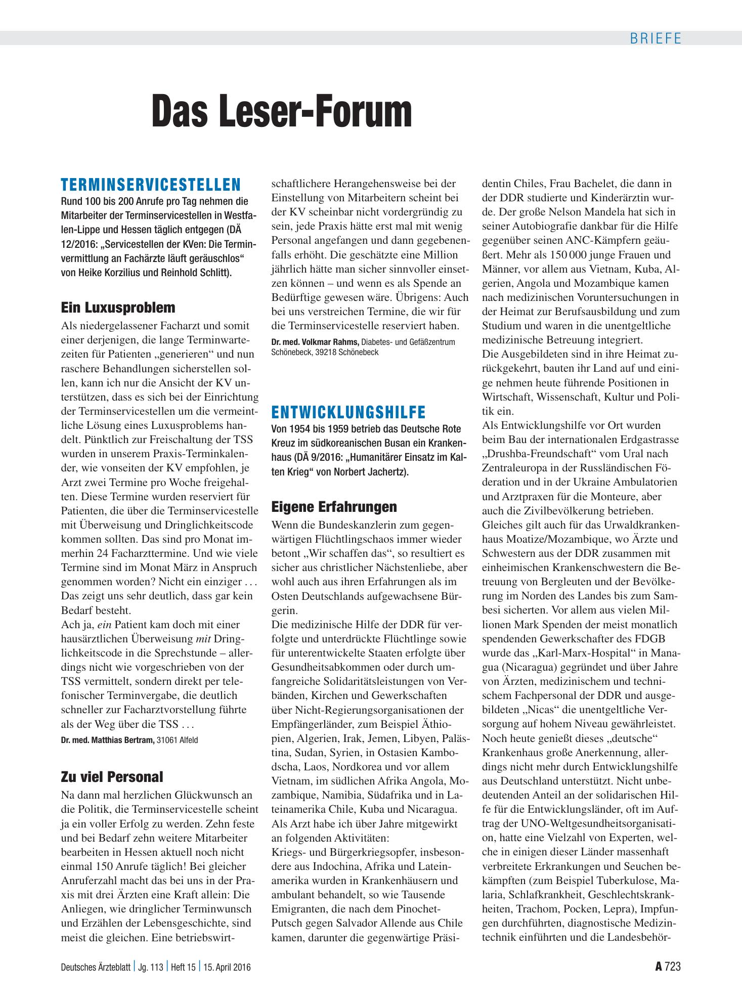 Vorschauseite 1: Terminservicestellen: Ein Luxusproblem – Deutsches Ärzteblatt