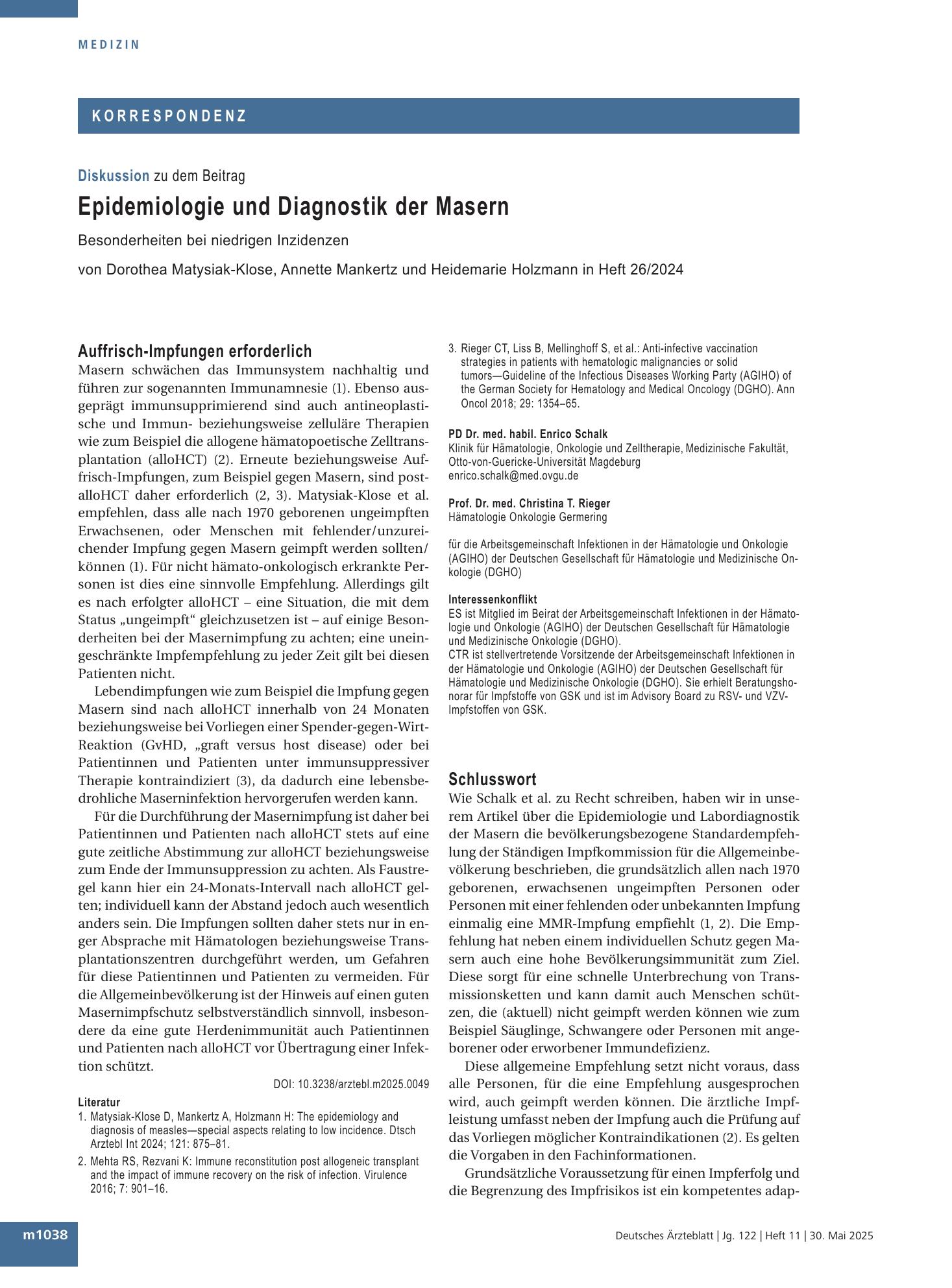 Vorschauseite 1: Schlusswort – Deutsches Ärzteblatt