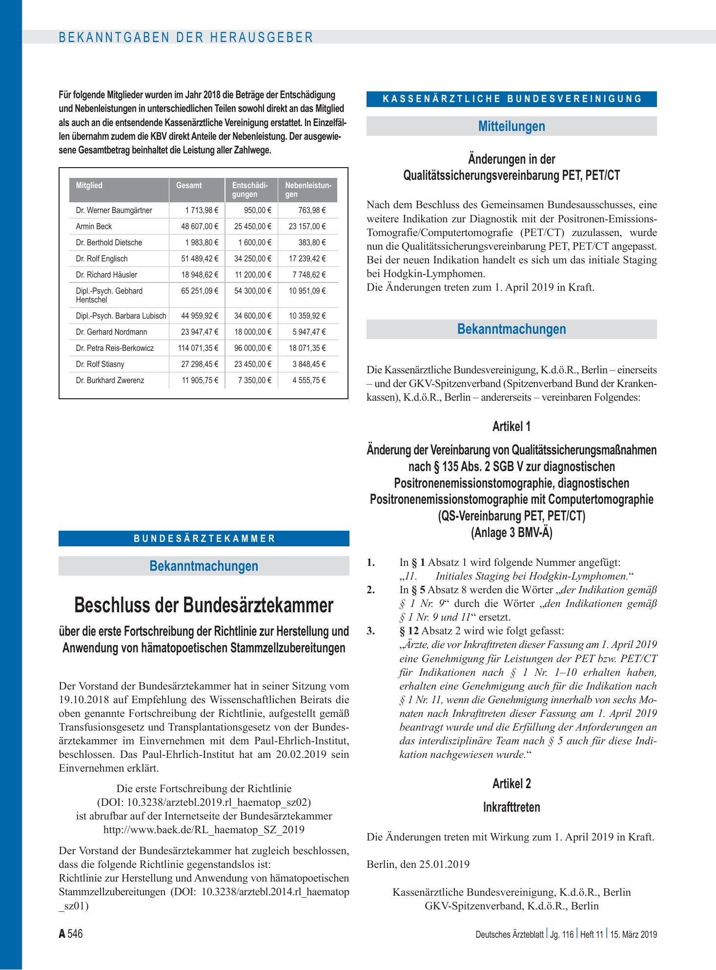 Vorschauseite 1: Beschluss der Bundesärztekammer über die erste Fortschreibung der Richtlinie zur Herstellung und Anwendung von hämatopoetischen Stammzellzubereitungen – Deutsches Ärzteblatt