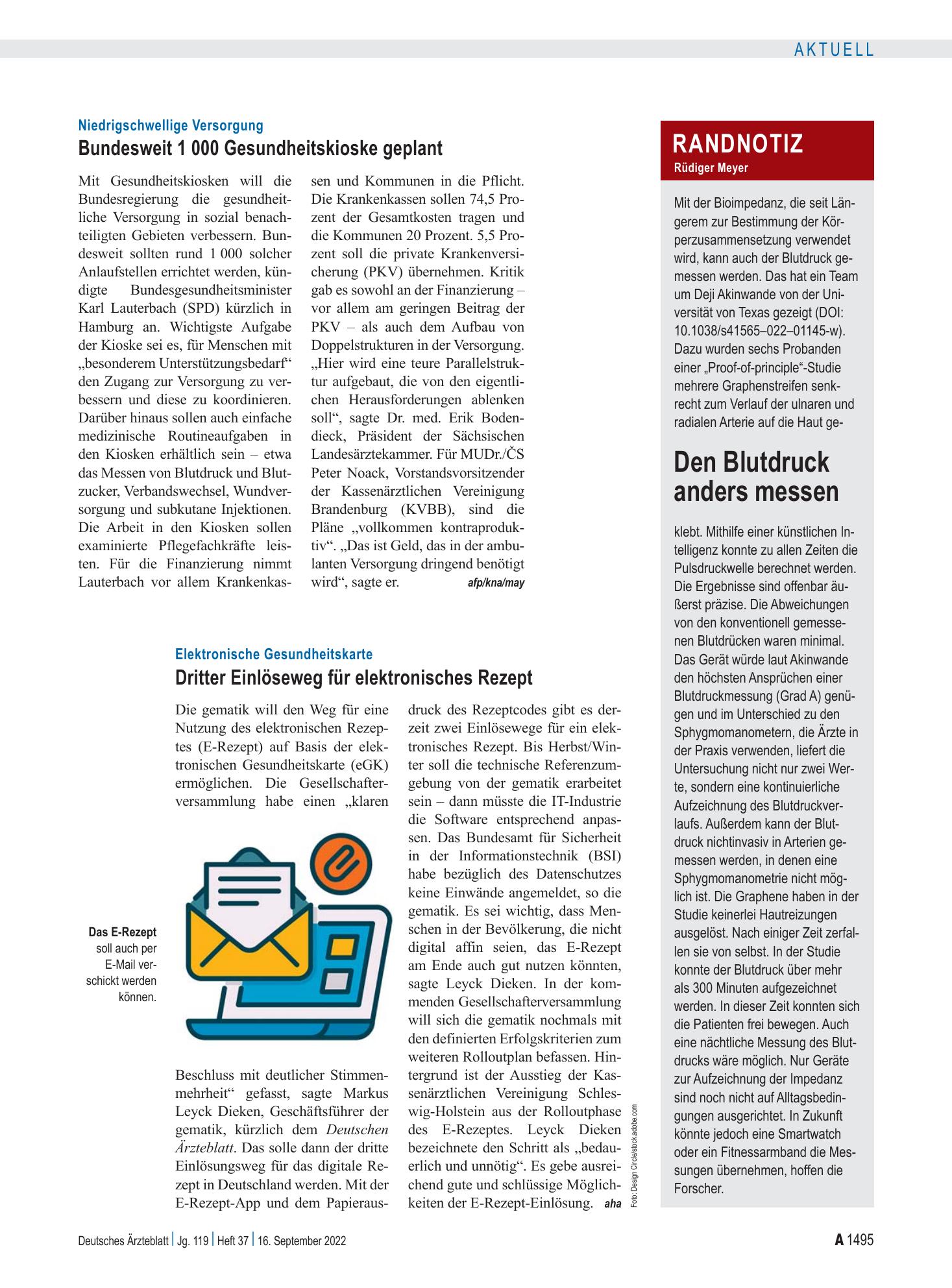 Vorschauseite 1: Randnotiz: Den Blutdruck anders messen – Deutsches Ärzteblatt