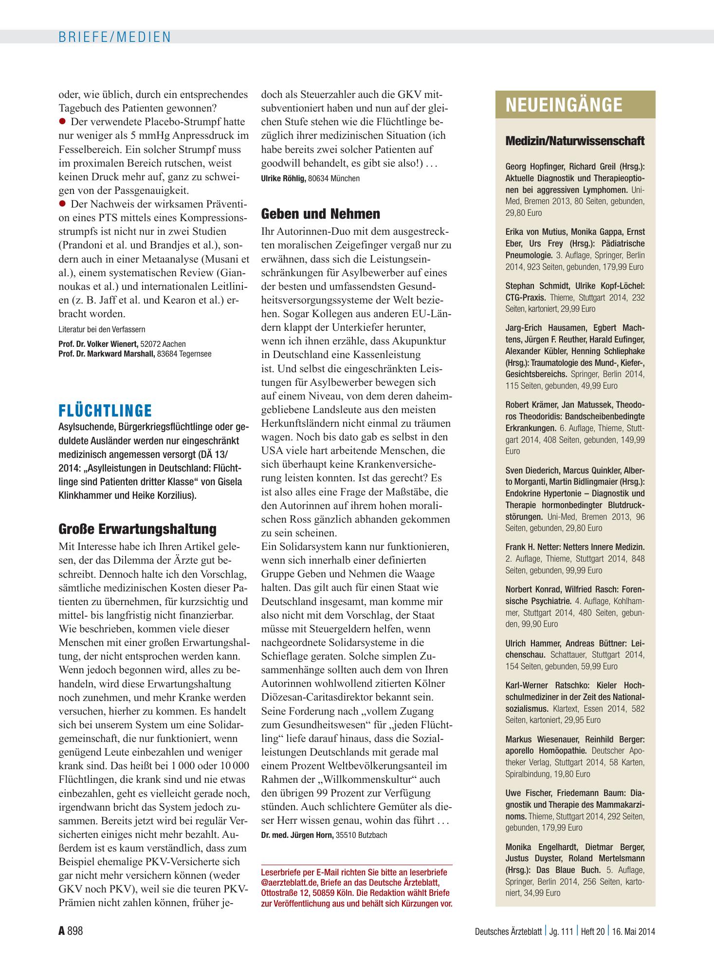 Vorschauseite 1: Neueingänge – Deutsches Ärzteblatt