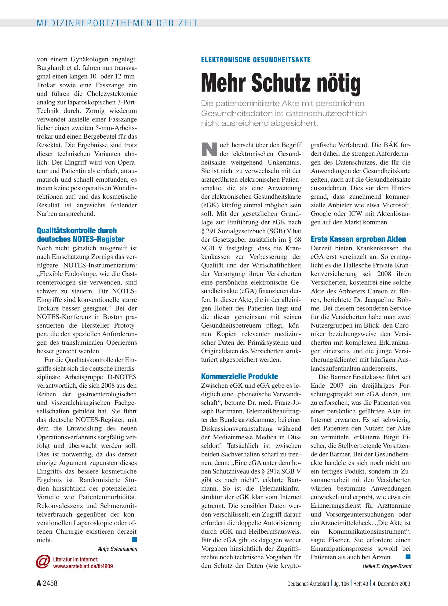 Vorschauseite 1: Elektronische Gesundheitsakte: Mehr Schutz nötig – Deutsches Ärzteblatt