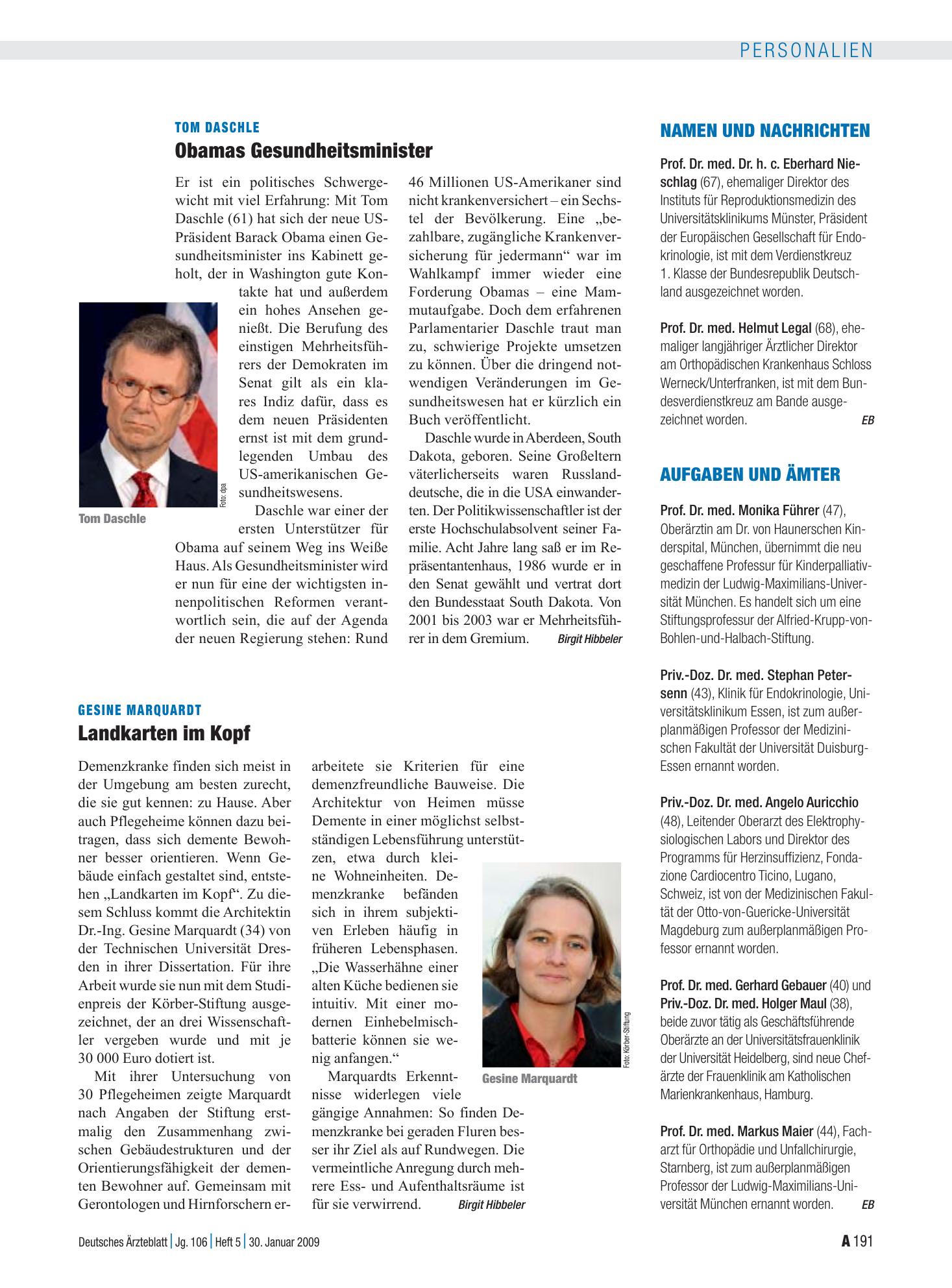 Vorschauseite 1: Aufgaben und Ämter – Deutsches Ärzteblatt