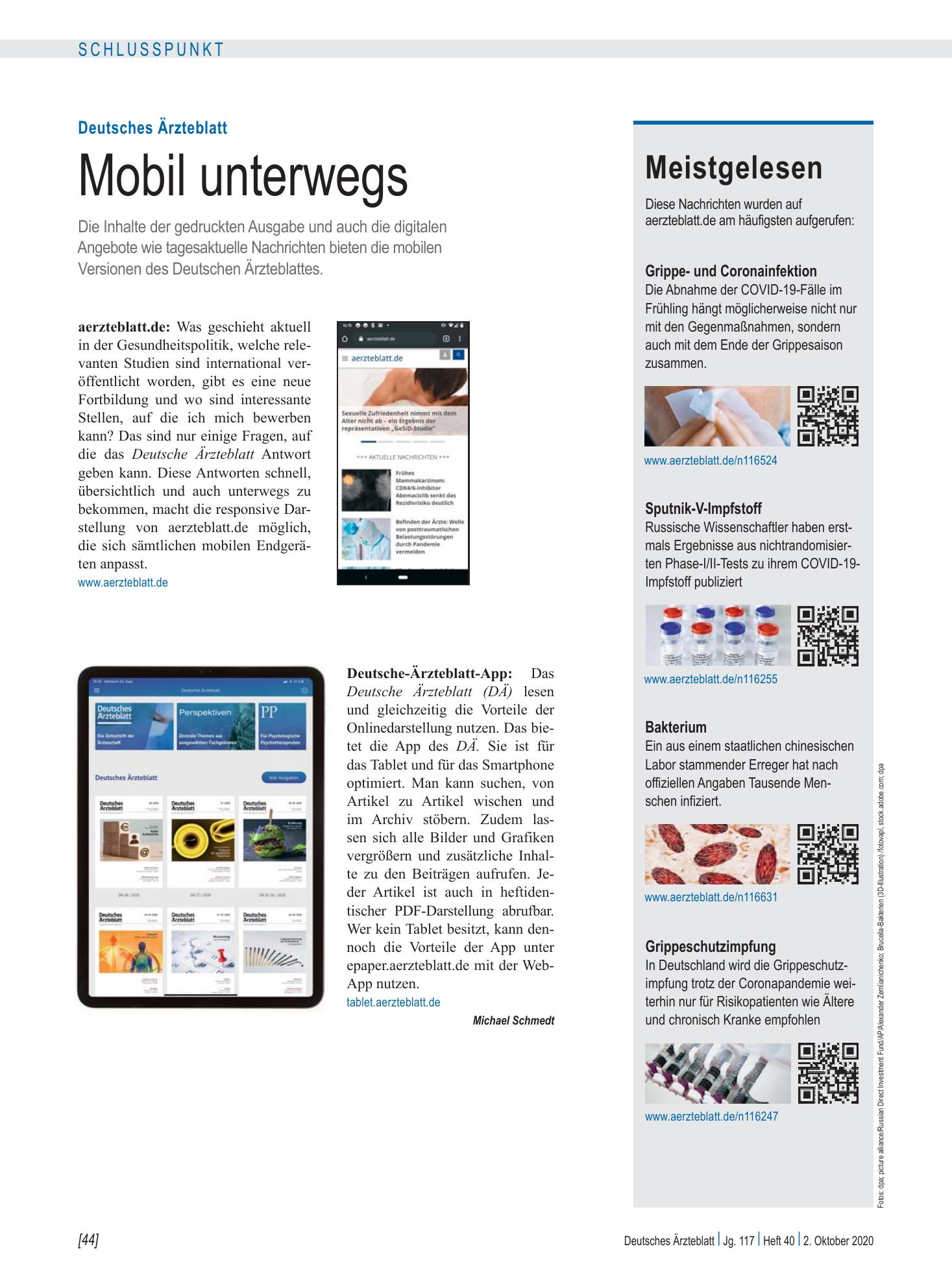 Vorschauseite 1: Meistgelesen – Deutsches Ärzteblatt