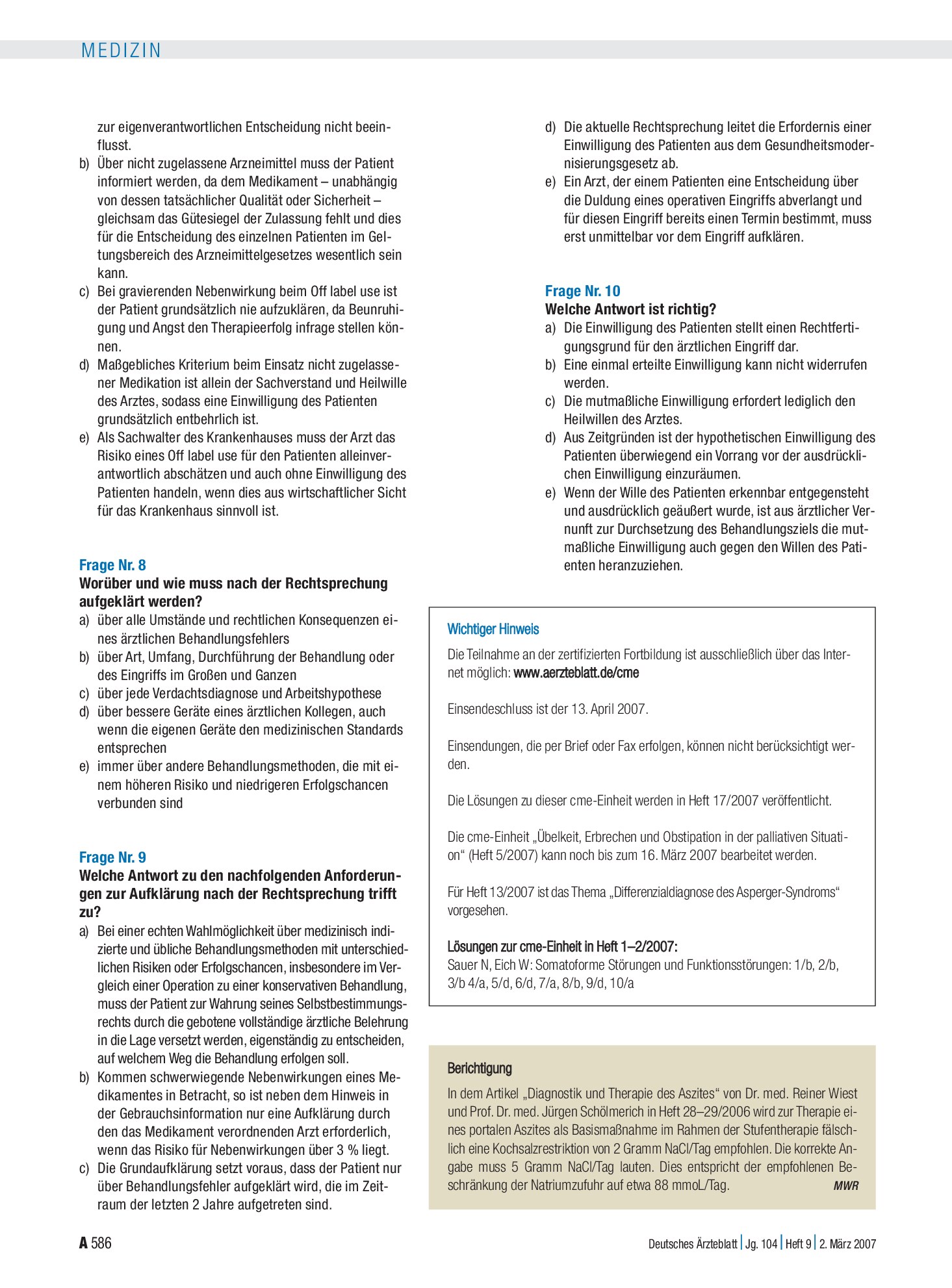 Vorschauseite 1: Wichtiger Hinweis – Deutsches Ärzteblatt