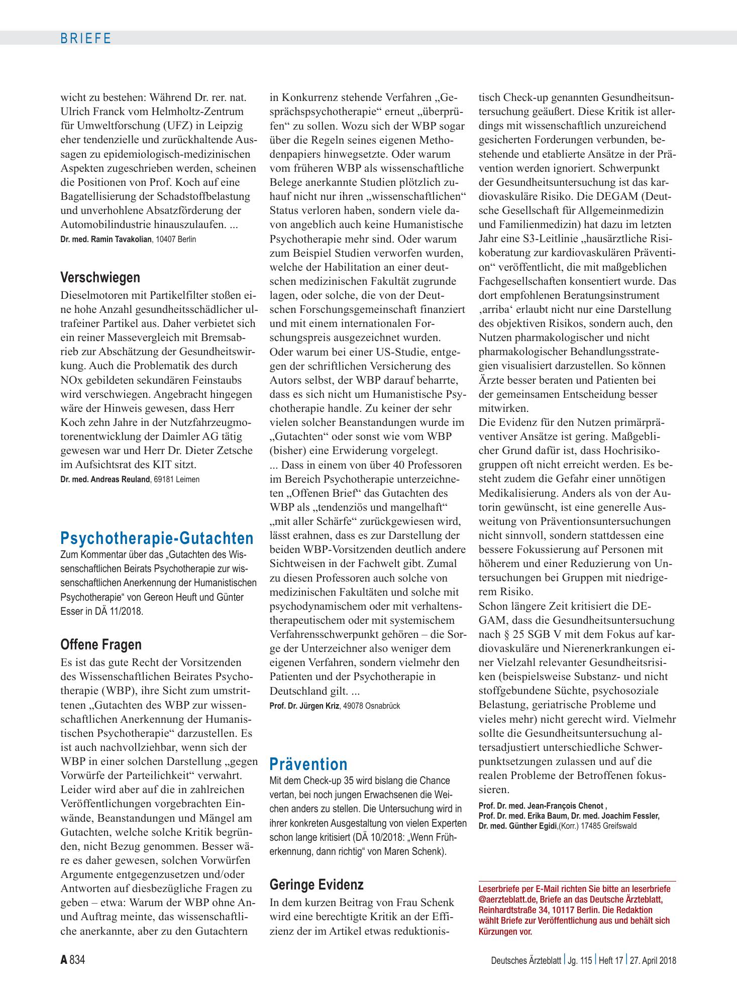 Vorschauseite 1: Prävention: Geringe Evidenz – Deutsches Ärzteblatt