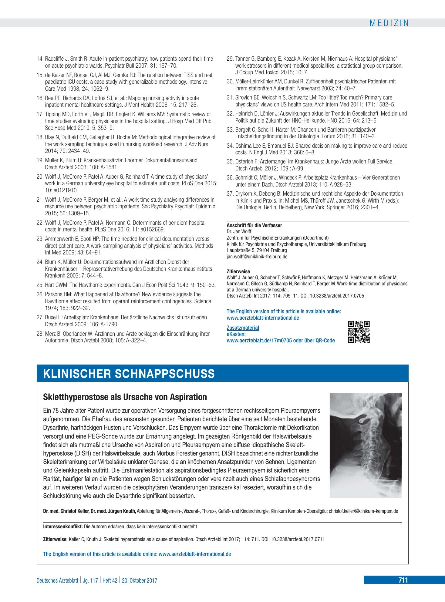 Vorschauseite 1: Skletthyperostose als Ursache von Aspiration – Deutsches Ärzteblatt