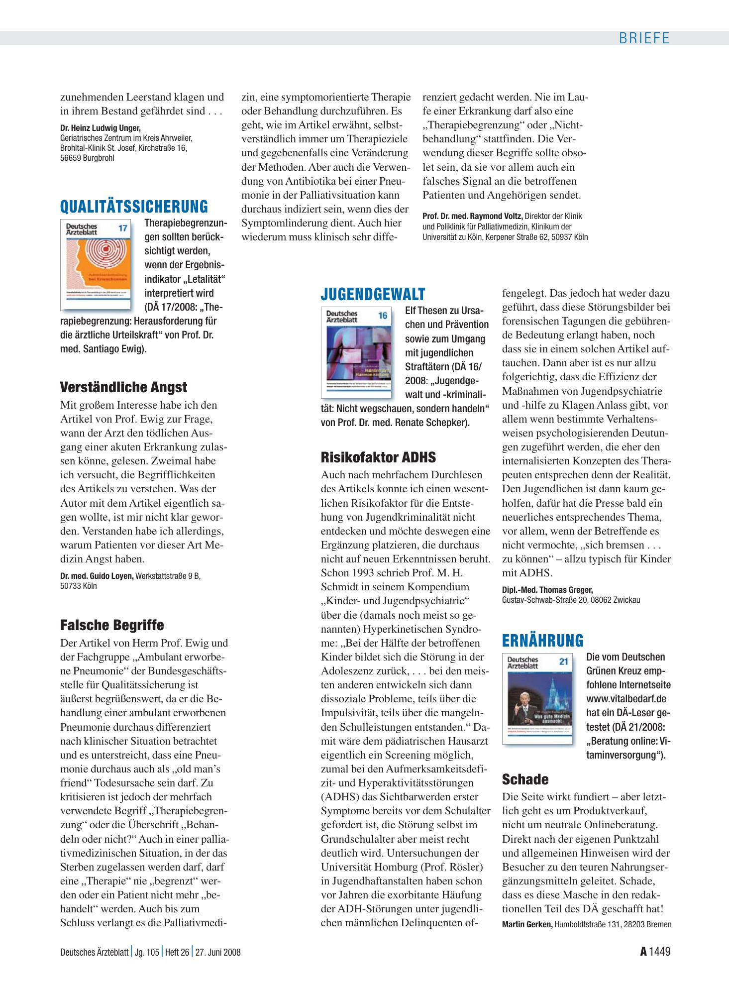 Vorschauseite 1: Jugendgewalt: Risikofaktor ADHS – Deutsches Ärzteblatt
