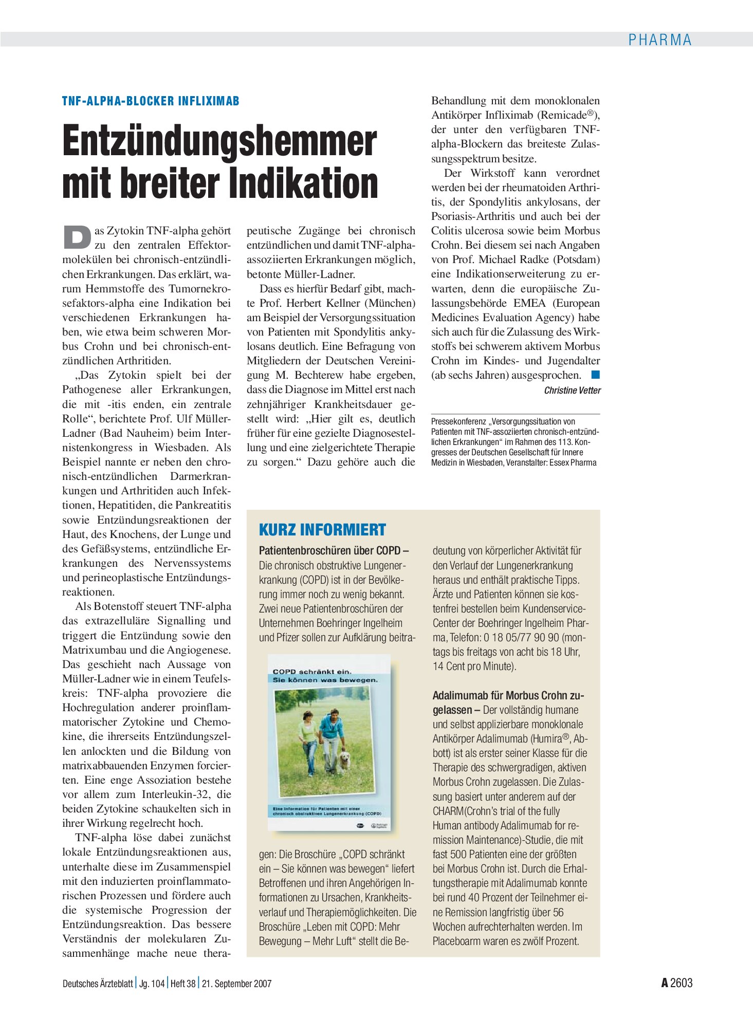 Vorschauseite 1: KURZ INFORMIERT – Deutsches Ärzteblatt