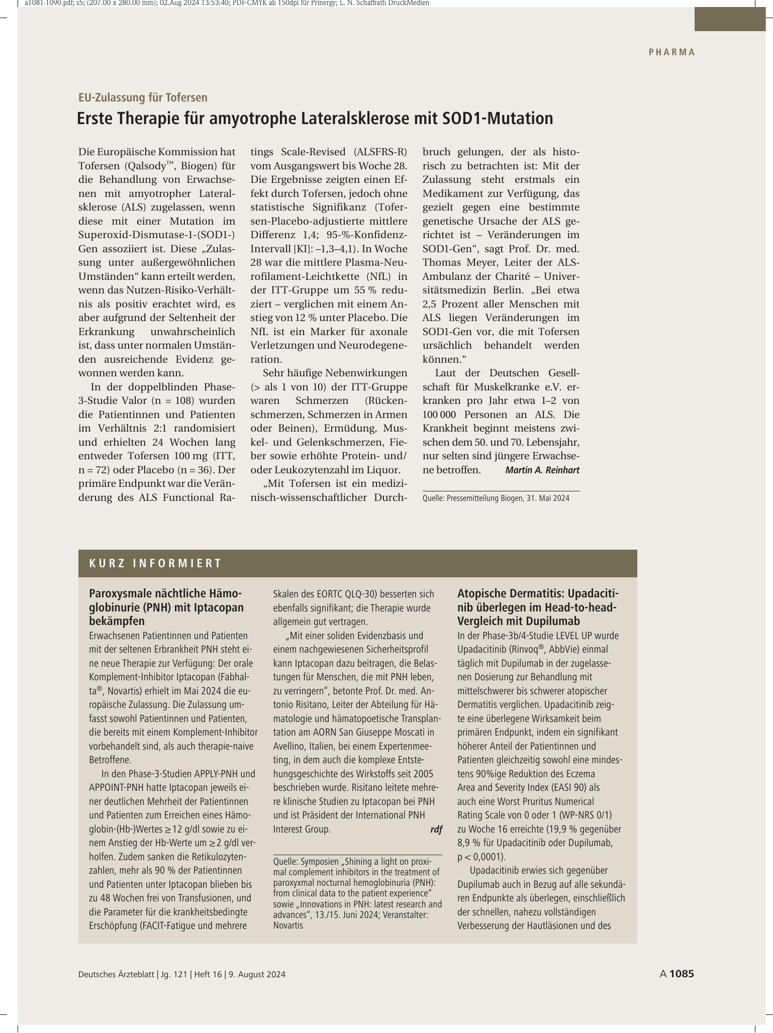 Vorschauseite 1: Kurz informiert – Deutsches Ärzteblatt