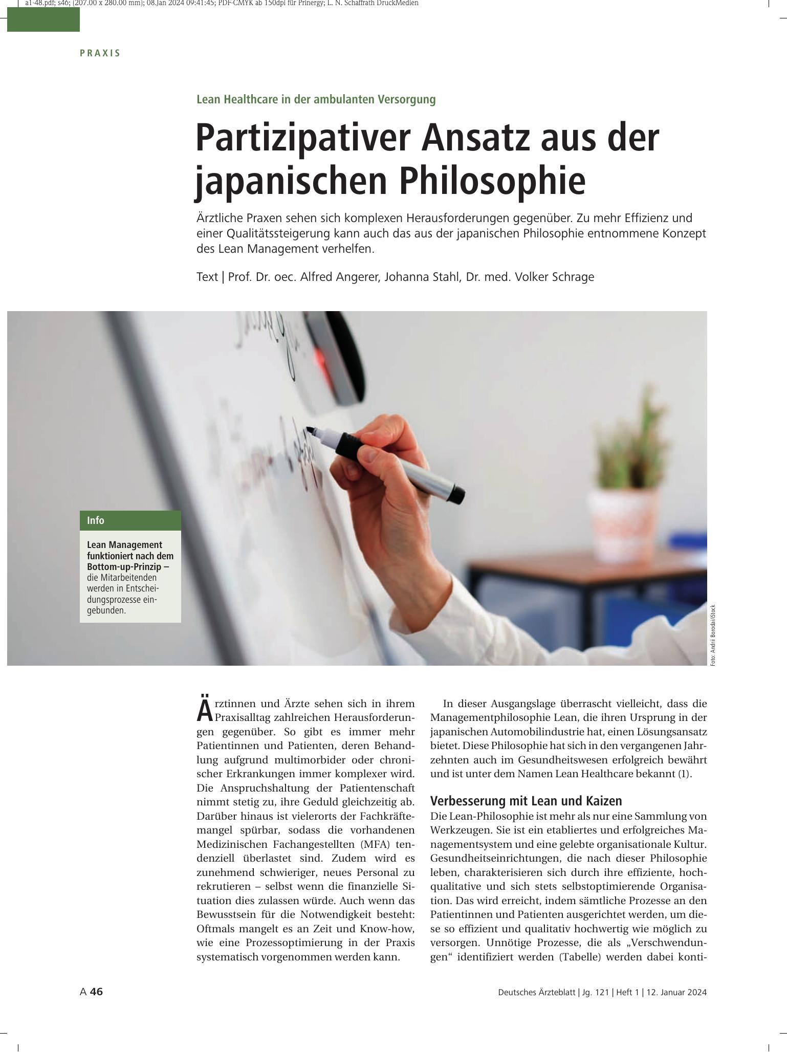 Vorschauseite 1: Lean Healthcare in der ambulanten Versorgung: Partizipativer Ansatz aus der japanischen Philosophie – Deutsches Ärzteblatt