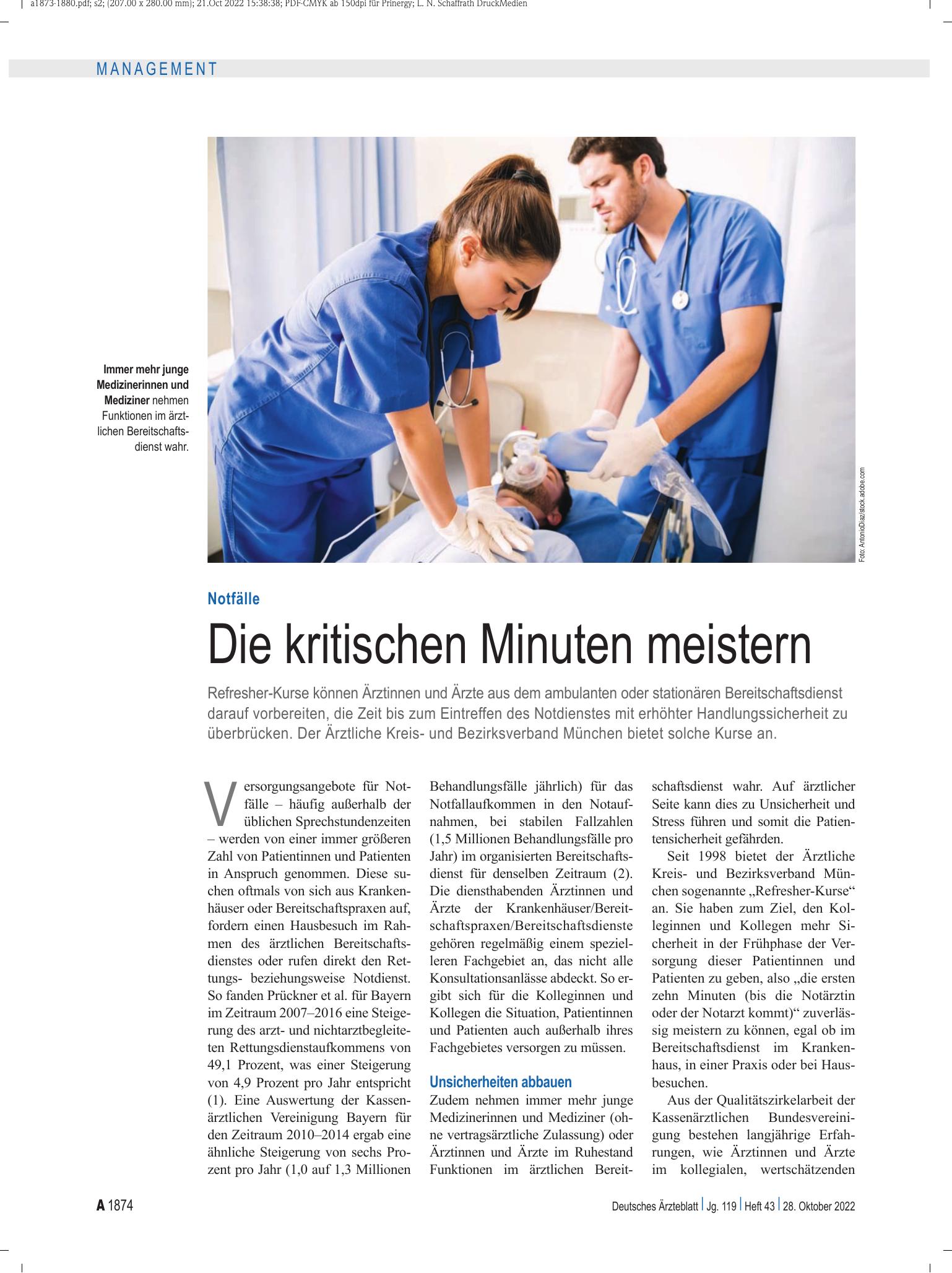 Vorschauseite 1: Notfälle: Die kritischen Minuten meistern – Deutsches Ärzteblatt