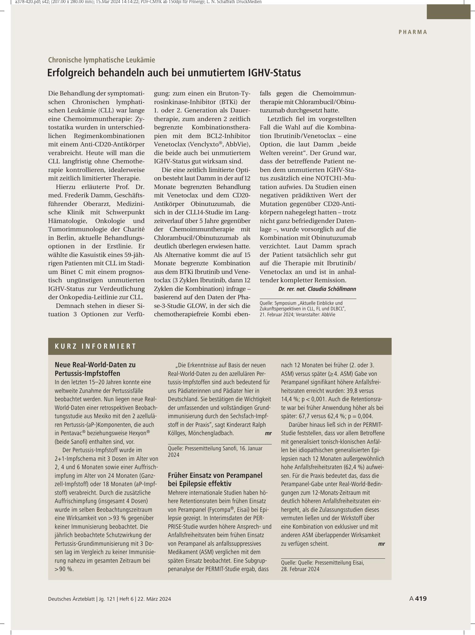 Vorschauseite 1: Kurz informiert – Deutsches Ärzteblatt