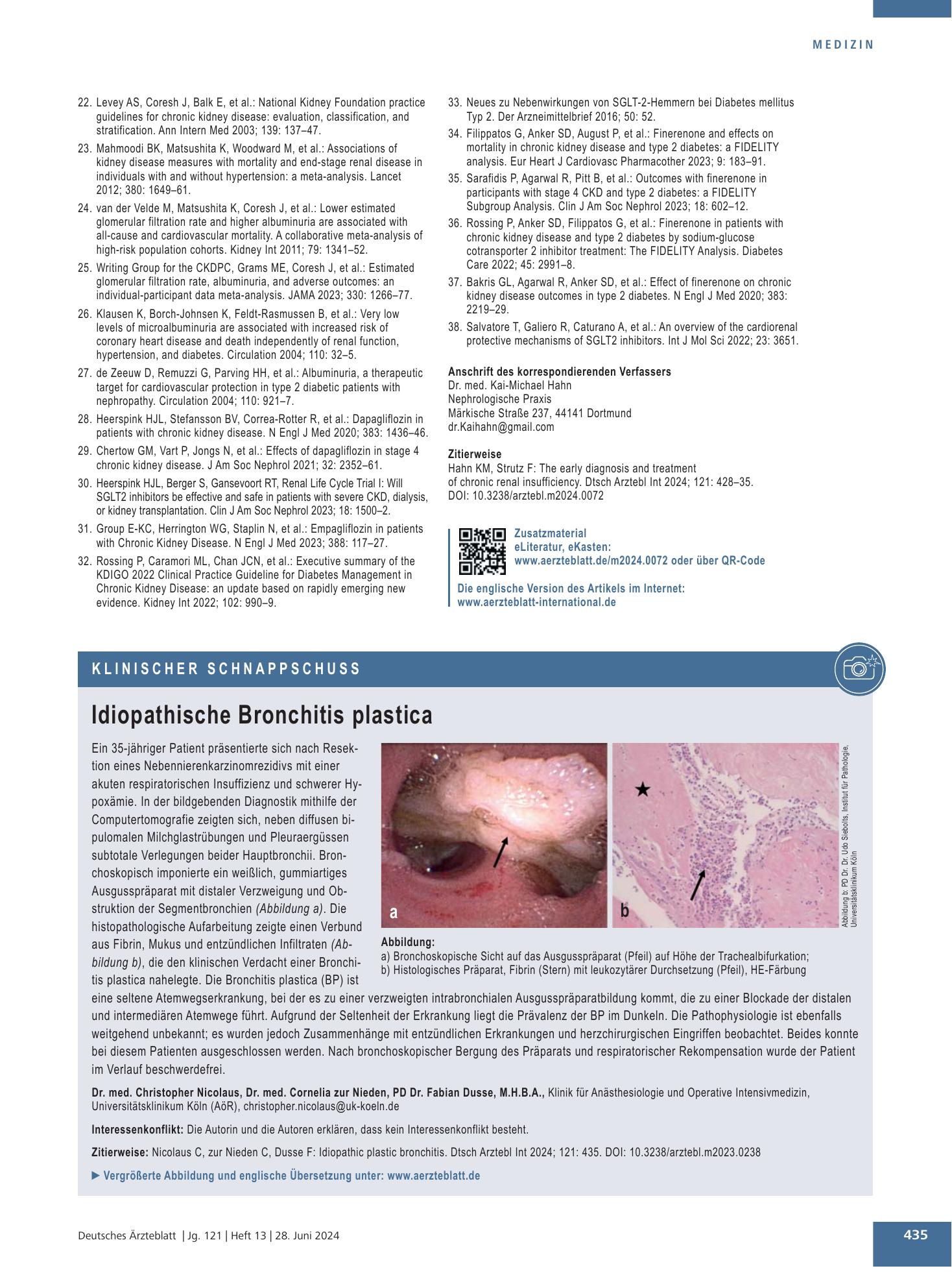 Vorschauseite 1: Idiopathische Bronchitis plastica – Deutsches Ärzteblatt
