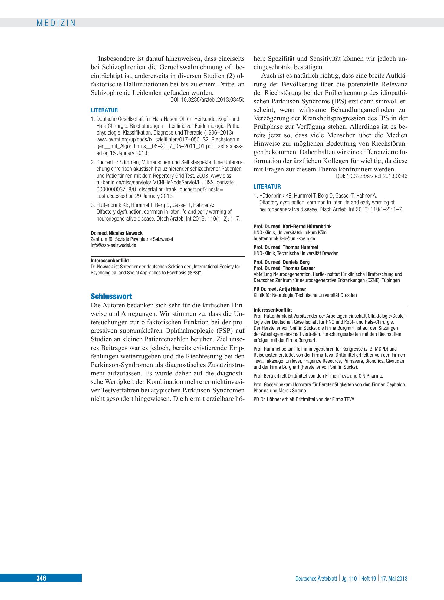 Vorschauseite 1: Schlusswort – Deutsches Ärzteblatt