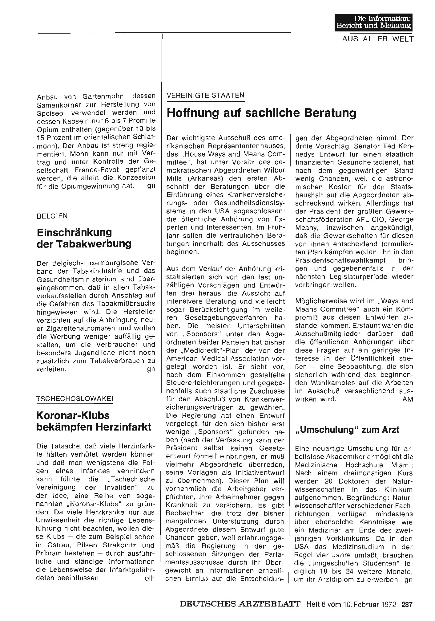 Vorschauseite 1: VEREINIGTE STAATEN : Hoffnung auf sachliche Beratung