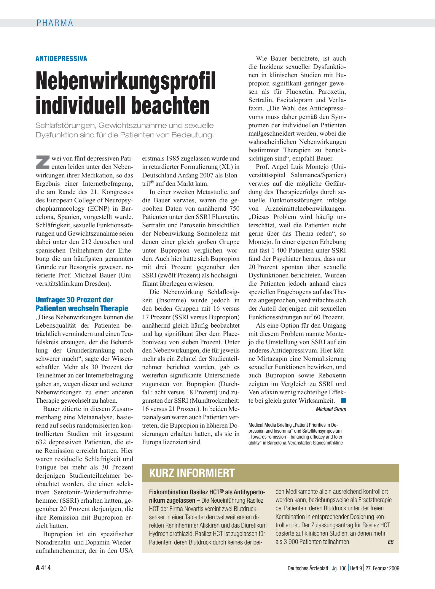 Vorschauseite 1: Kurz informiert – Deutsches Ärzteblatt